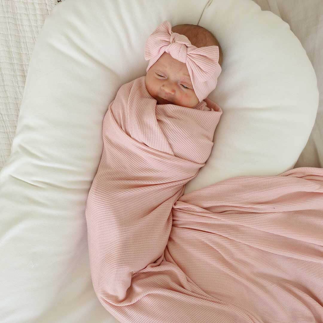 All Bamboo Waffle Swaddle Blankets: Eucalyptus - Image 10