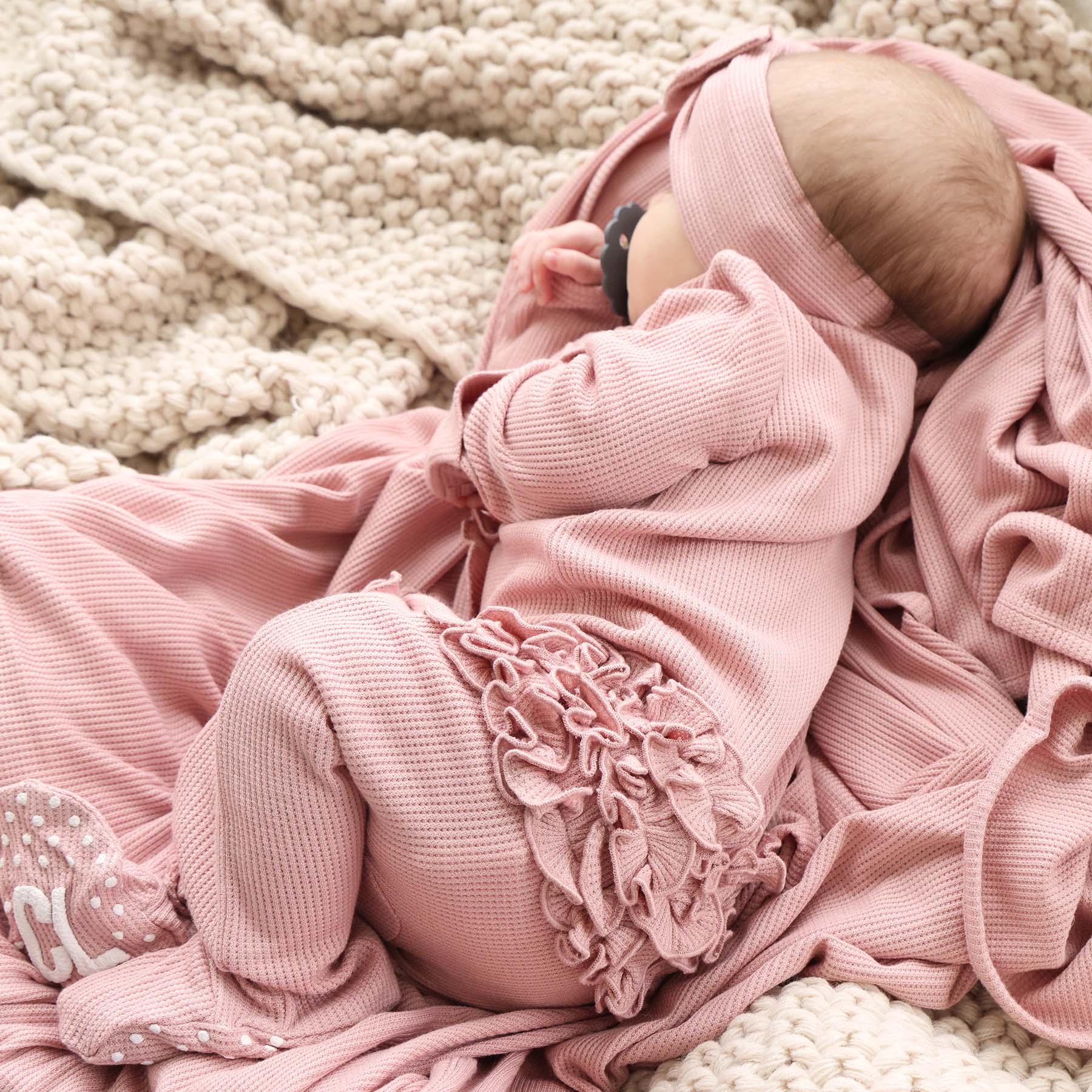 All Bamboo Waffle Swaddle Blankets: Eucalyptus - Image 12