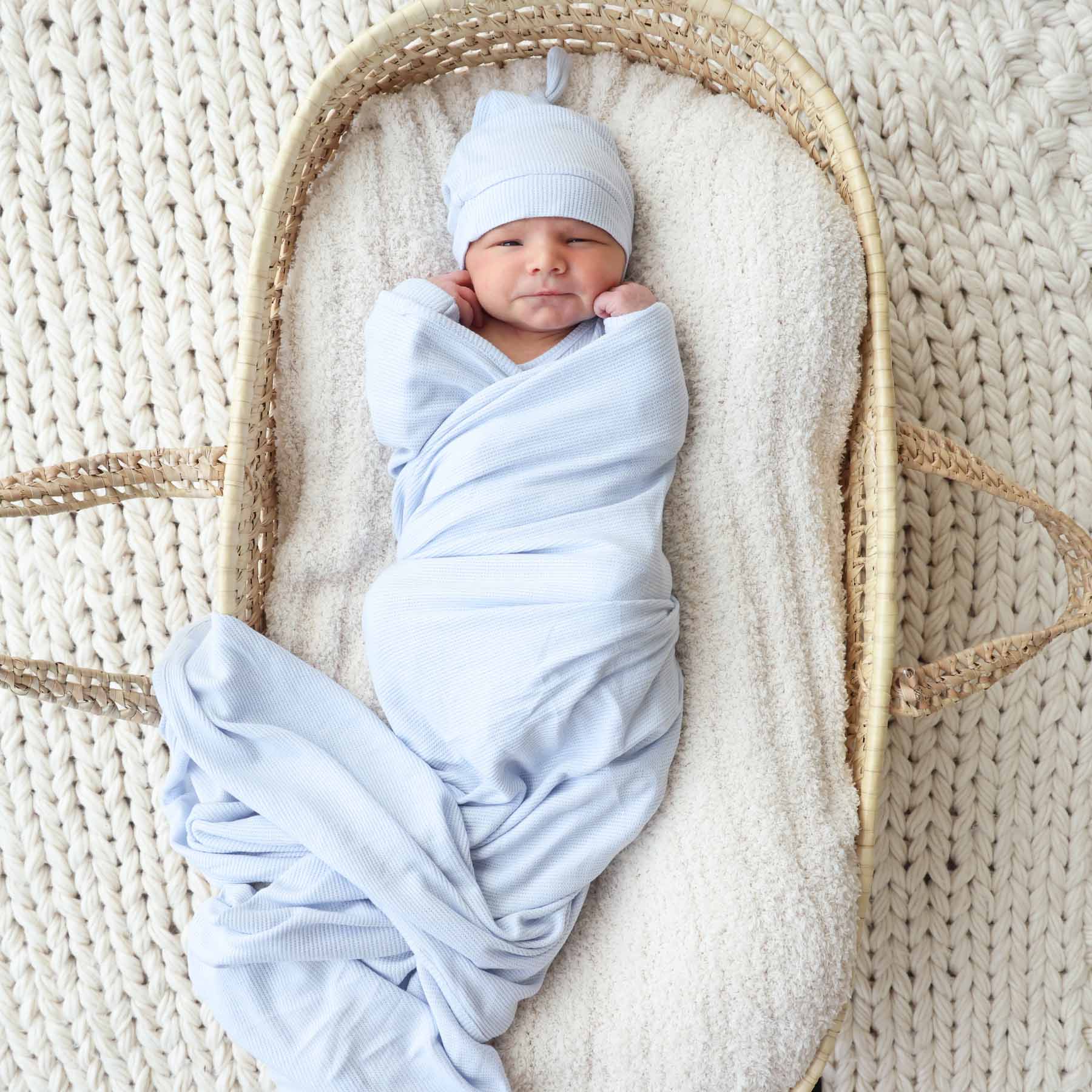 All Bamboo Waffle Swaddle Blankets: Eucalyptus - Image 18