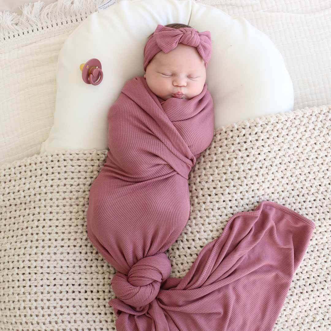 All Bamboo Waffle Swaddle Blankets: Eucalyptus - Image 2