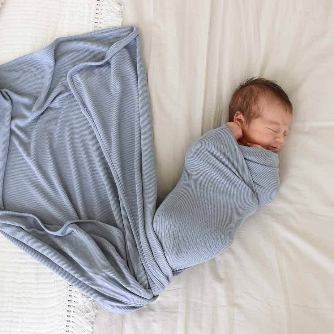 All Bamboo Waffle Swaddle Blankets: Eucalyptus - Image 20
