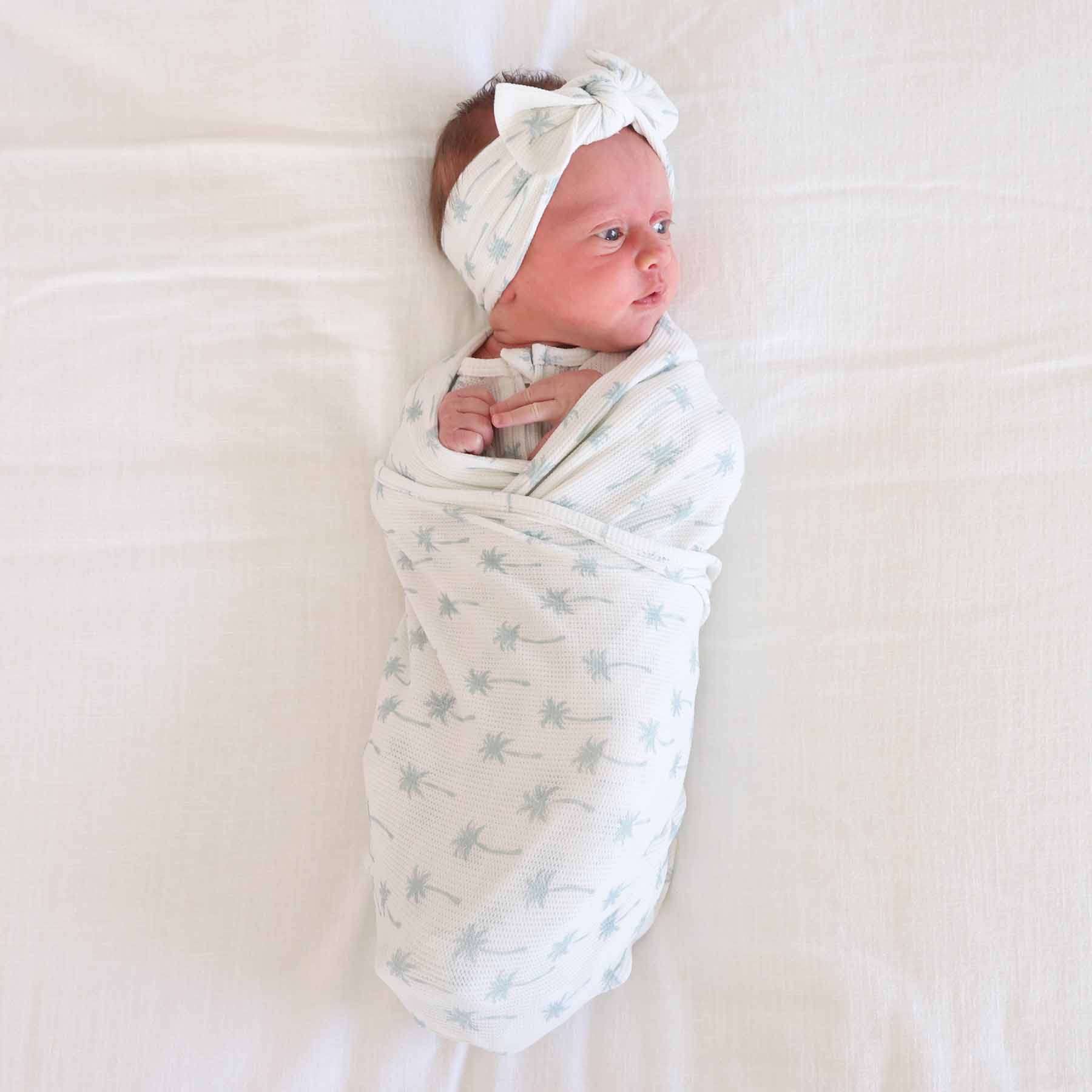 All Bamboo Waffle Swaddle Blankets: Eucalyptus - Image 23