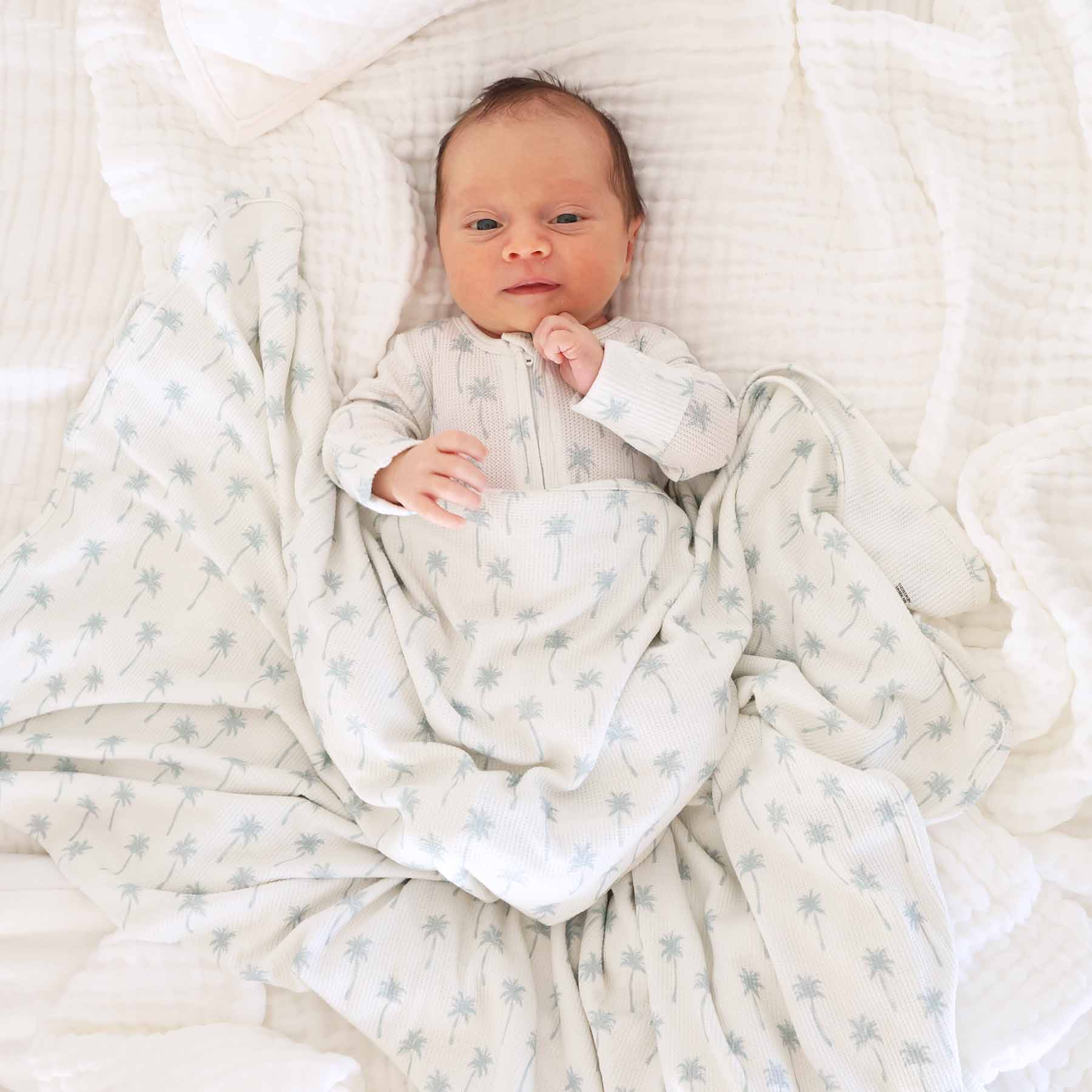All Bamboo Waffle Swaddle Blankets: Eucalyptus - Image 24