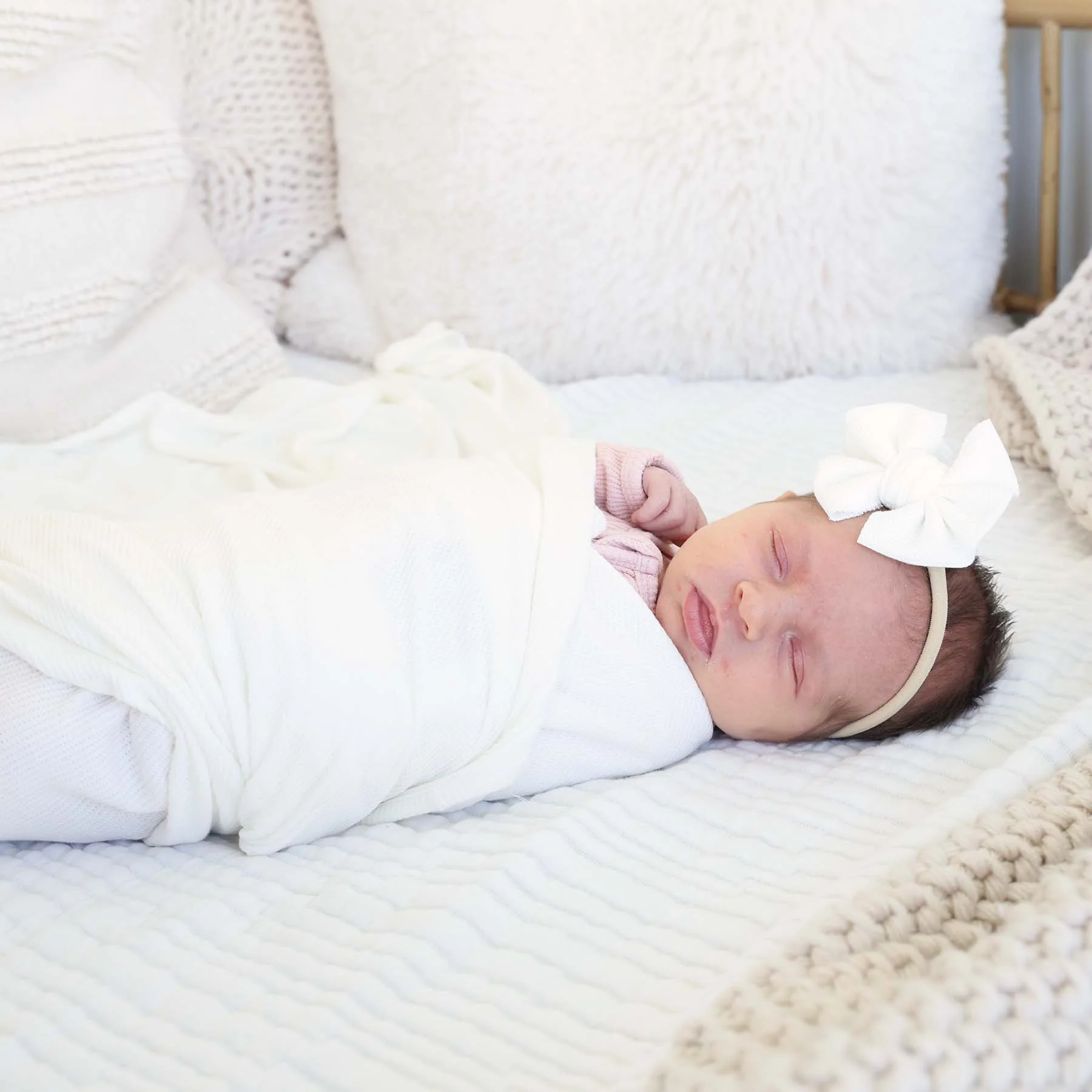 All Bamboo Waffle Swaddle Blankets: Eucalyptus - Image 5