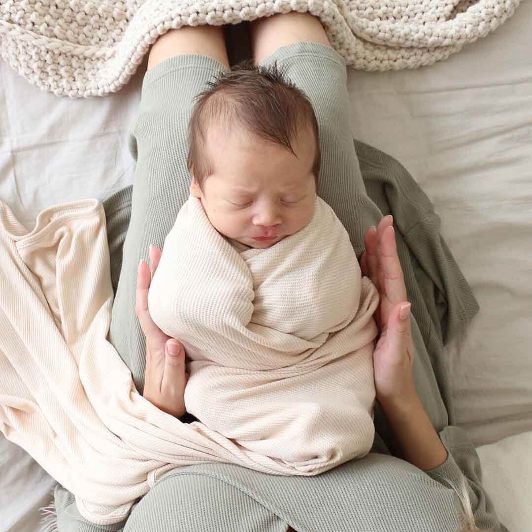 All Bamboo Waffle Swaddle Blankets: Eucalyptus - Image 7