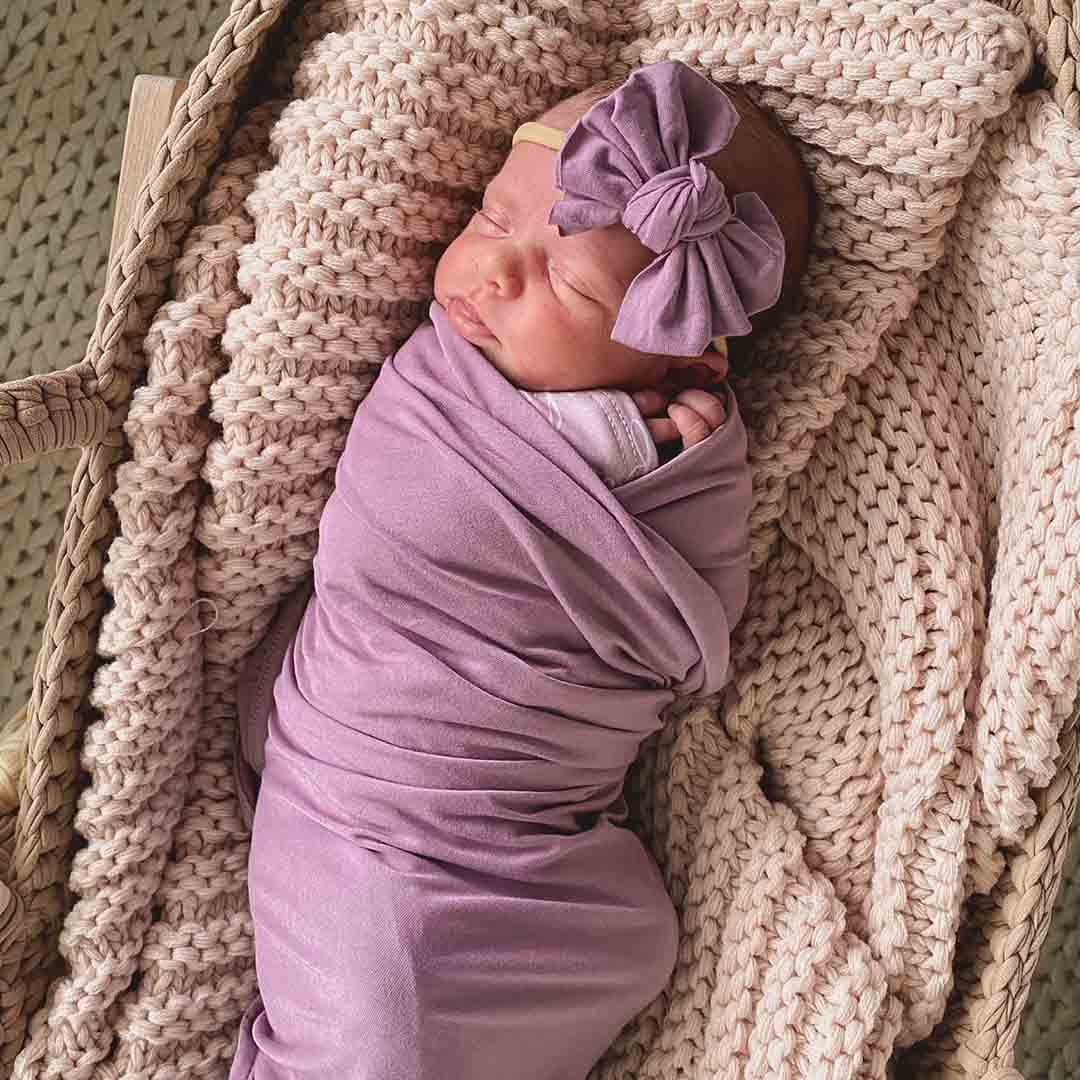 All Solid Bamboo Knit Swaddle Blankets: Dusty Blue - Image 7