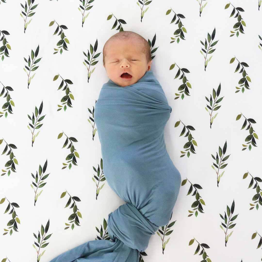 All Solid Bamboo Knit Swaddle Blankets: Olive - Image 2
