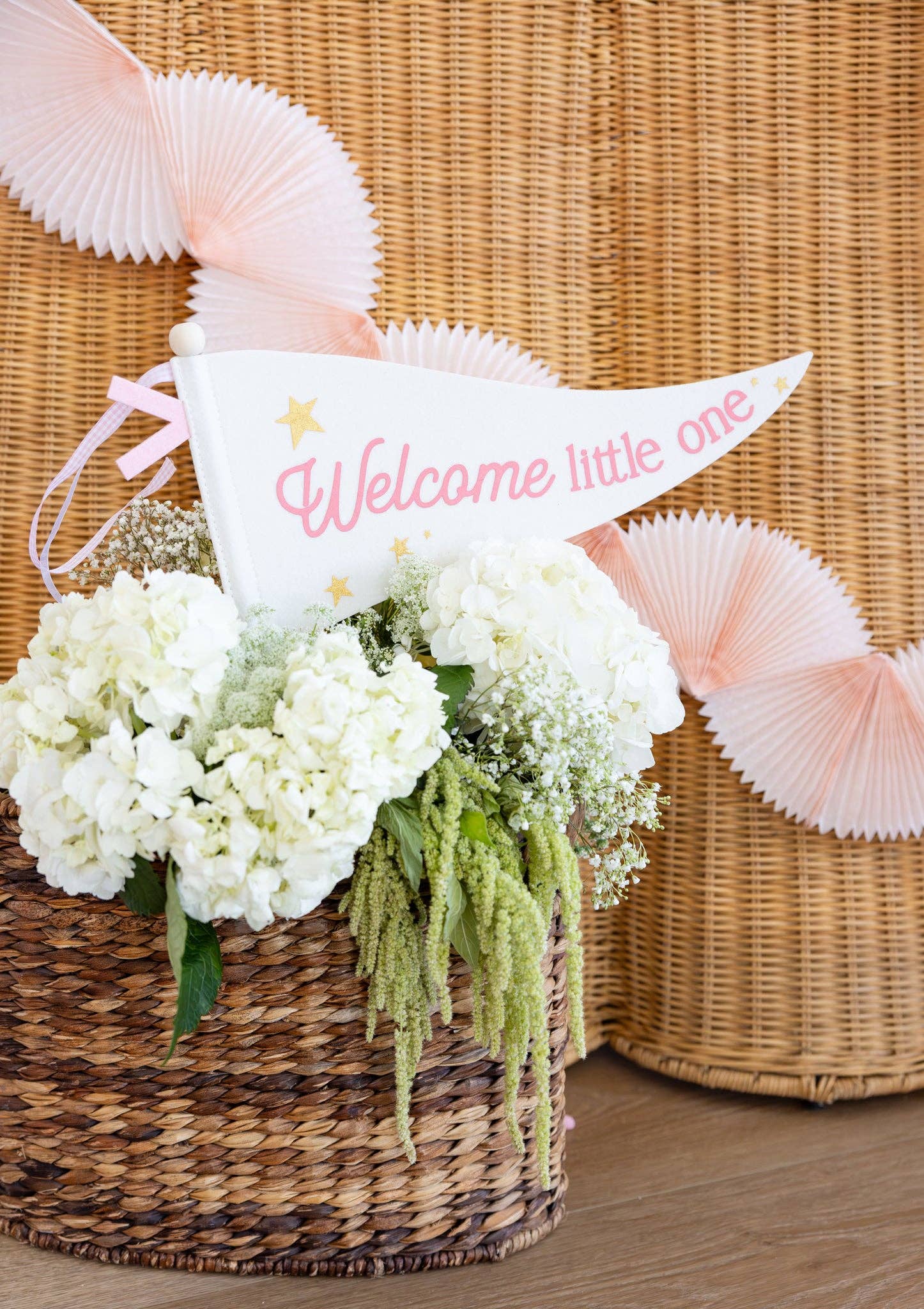 BAB1115 - Welcome Little One Pink Pennant - Image 3