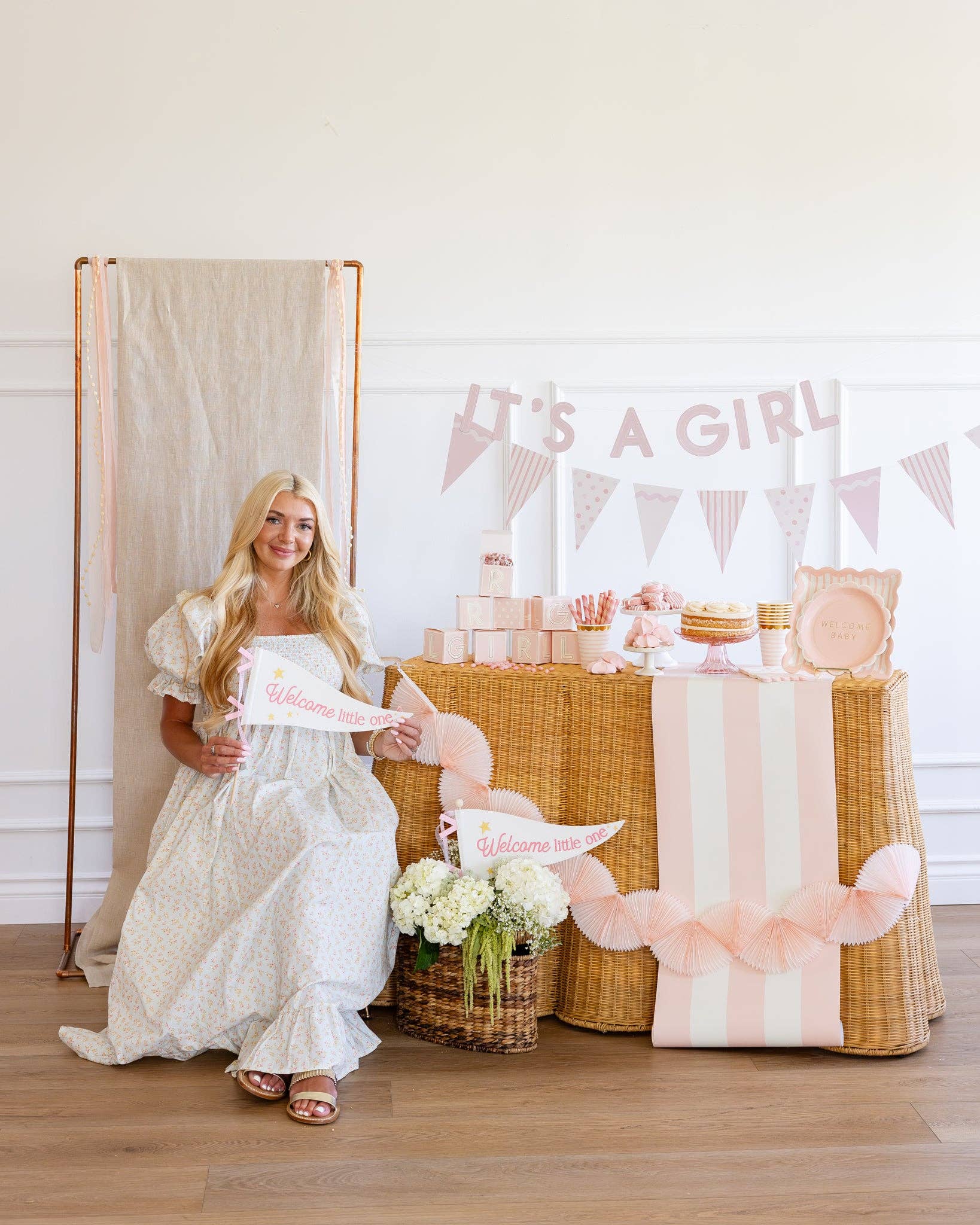 BAB1115 - Welcome Little One Pink Pennant - Image 4