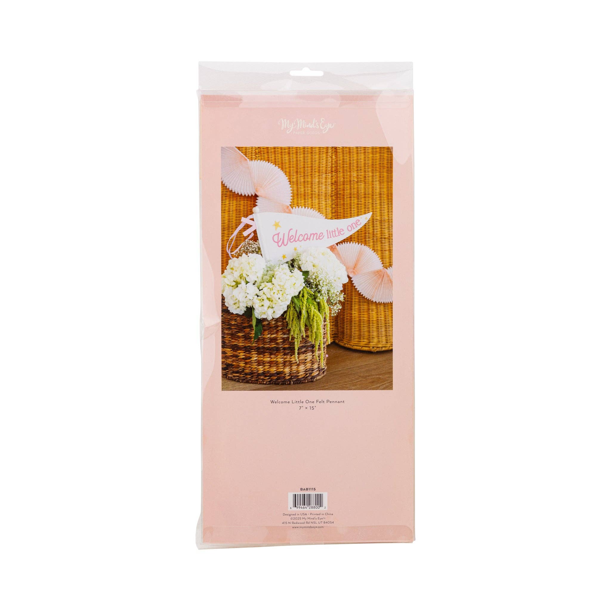 BAB1115 - Welcome Little One Pink Pennant - Image 6