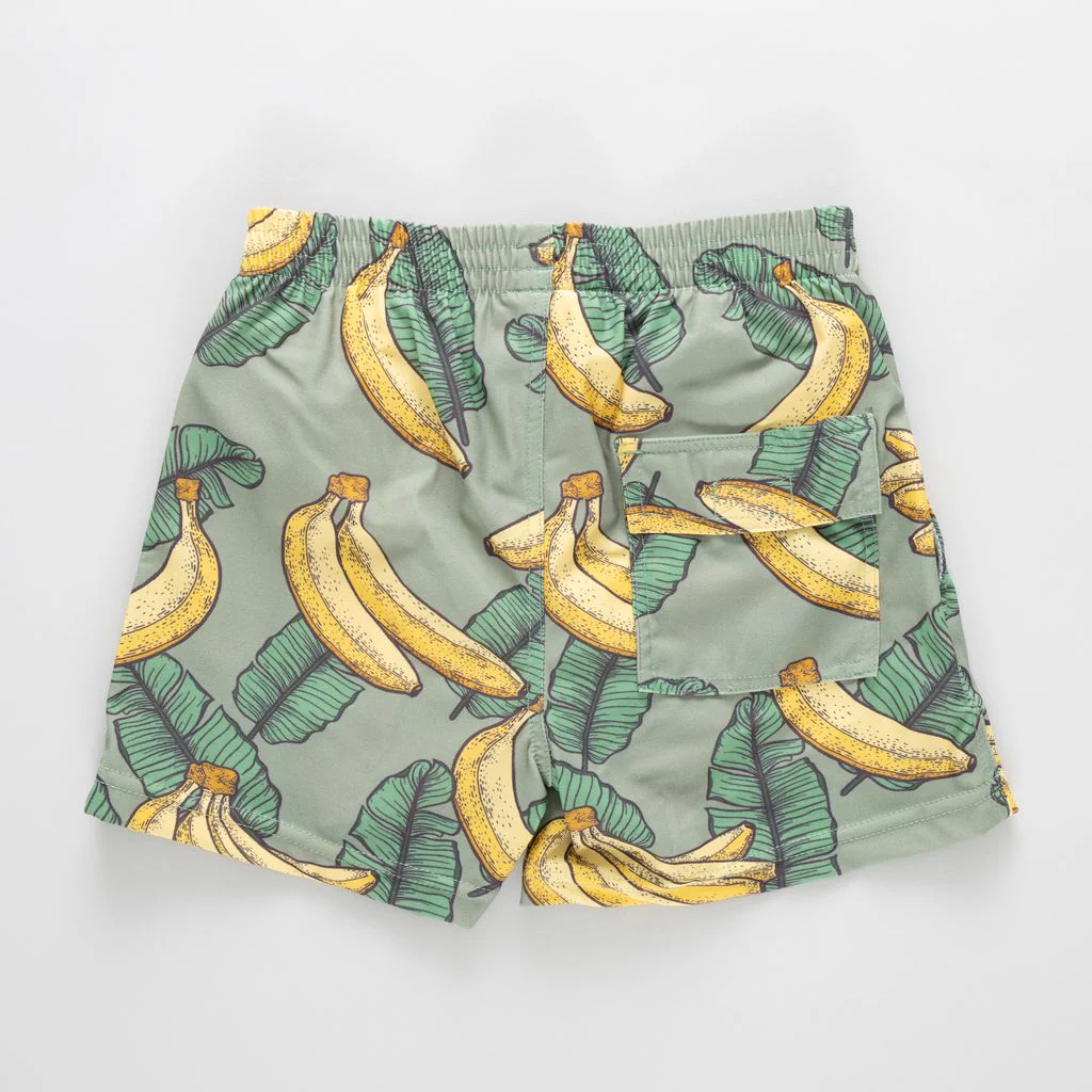 Pink Chicken Baby Boys Swim Trunk - Green Banana Leaves - Image 2