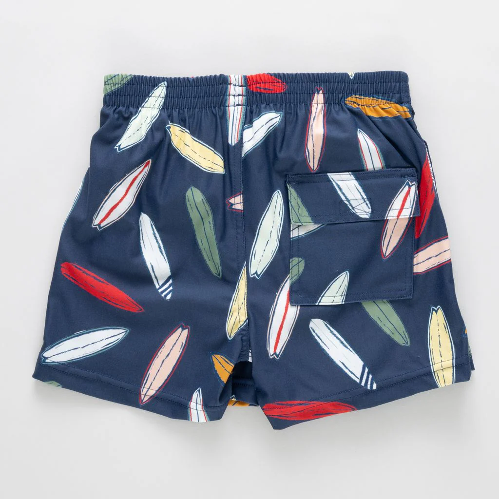 Pink Chicken Baby Boys Swim Trunk - Navy Surfboard - Image 2
