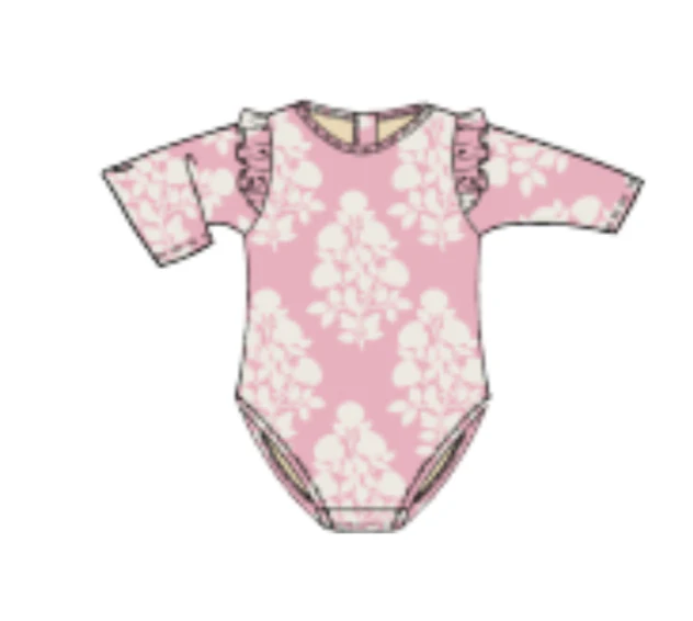 Baby Girls Rachel SwimSuit - Pink Bouquet Floral - Image 3
