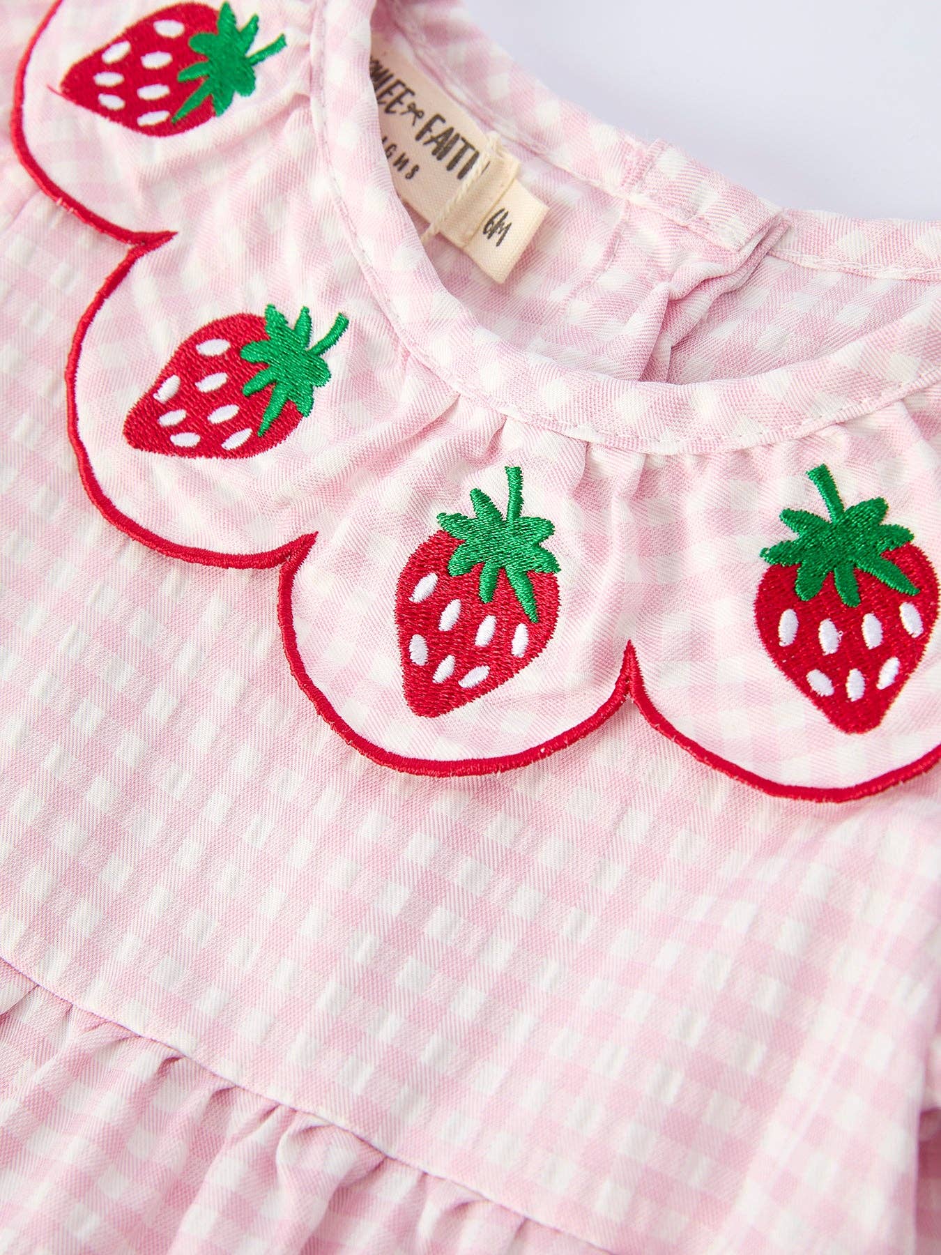 Baby Girls' Plaid Smocked Strawberry Applique Romper: 12M - Image 3