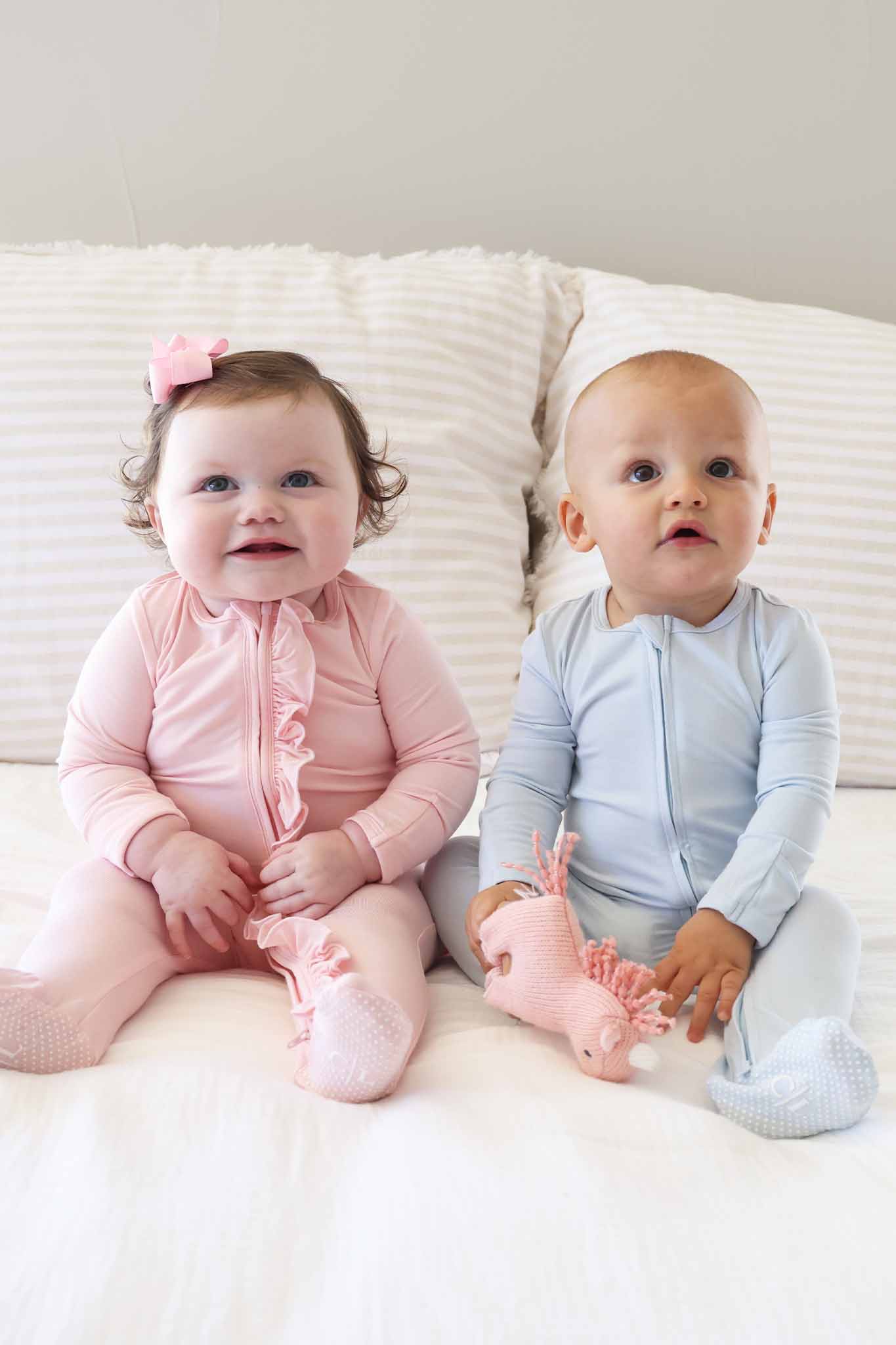 Baby Pink Bamboo Ruffle Zipper Footie: 0-3 months - Image 16