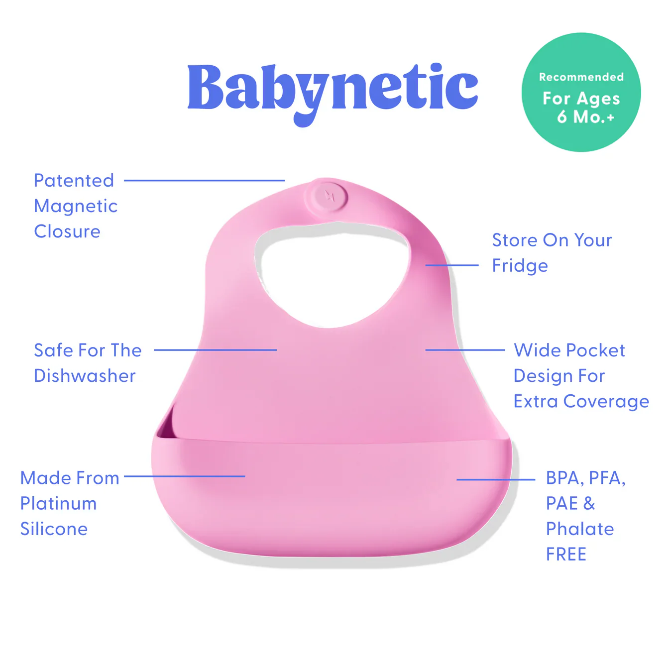 Babynetic Strawberry Dream
1 Silicone Bib / Measurements 9” x 10.5” - Image 2