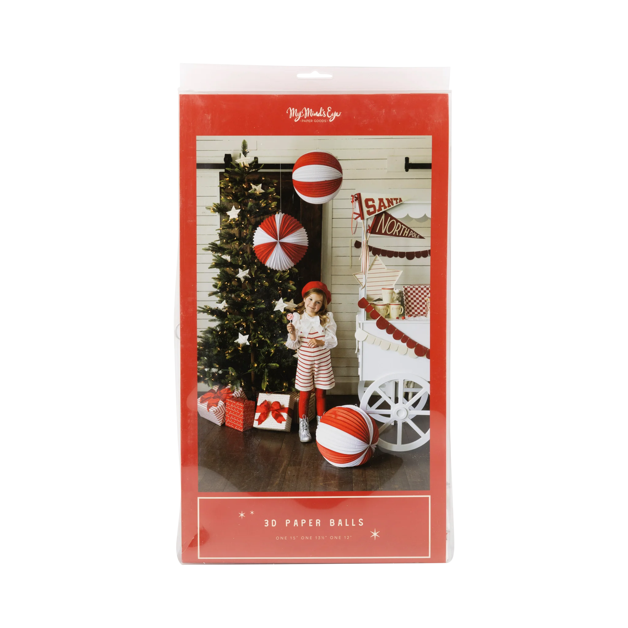BEC1103 - Red and Cream Accordion Paper Lanterns - Image 4