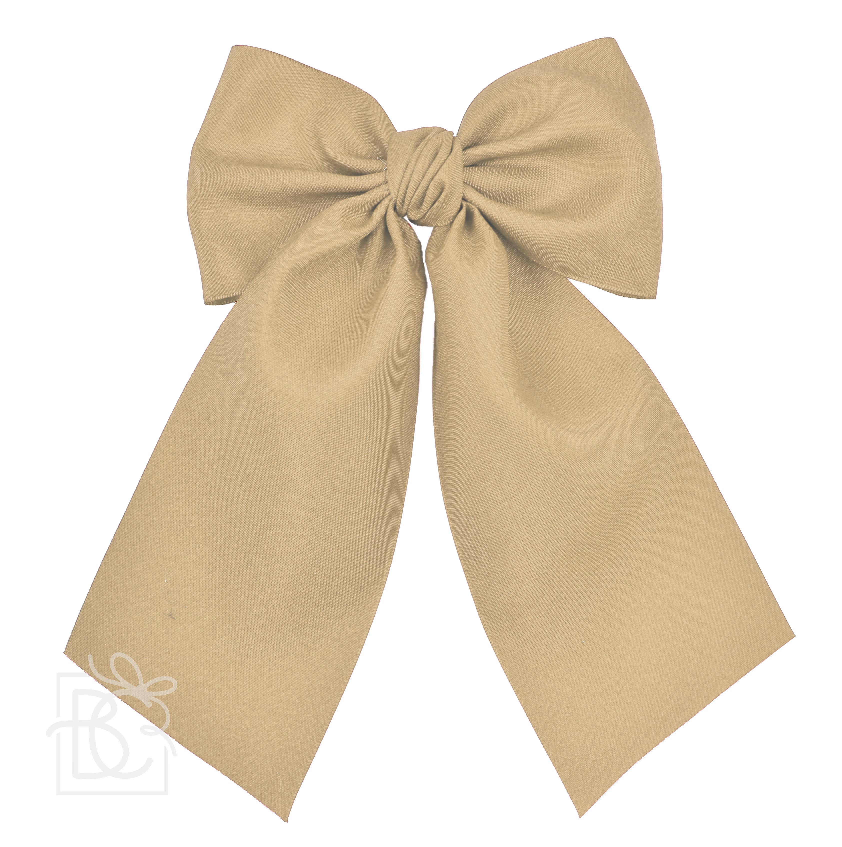 Beyond Creations OPAQUE SATIN BOW W/ EURO KNOT & TAILS Powder Pink / 4.5" Large - Image 25