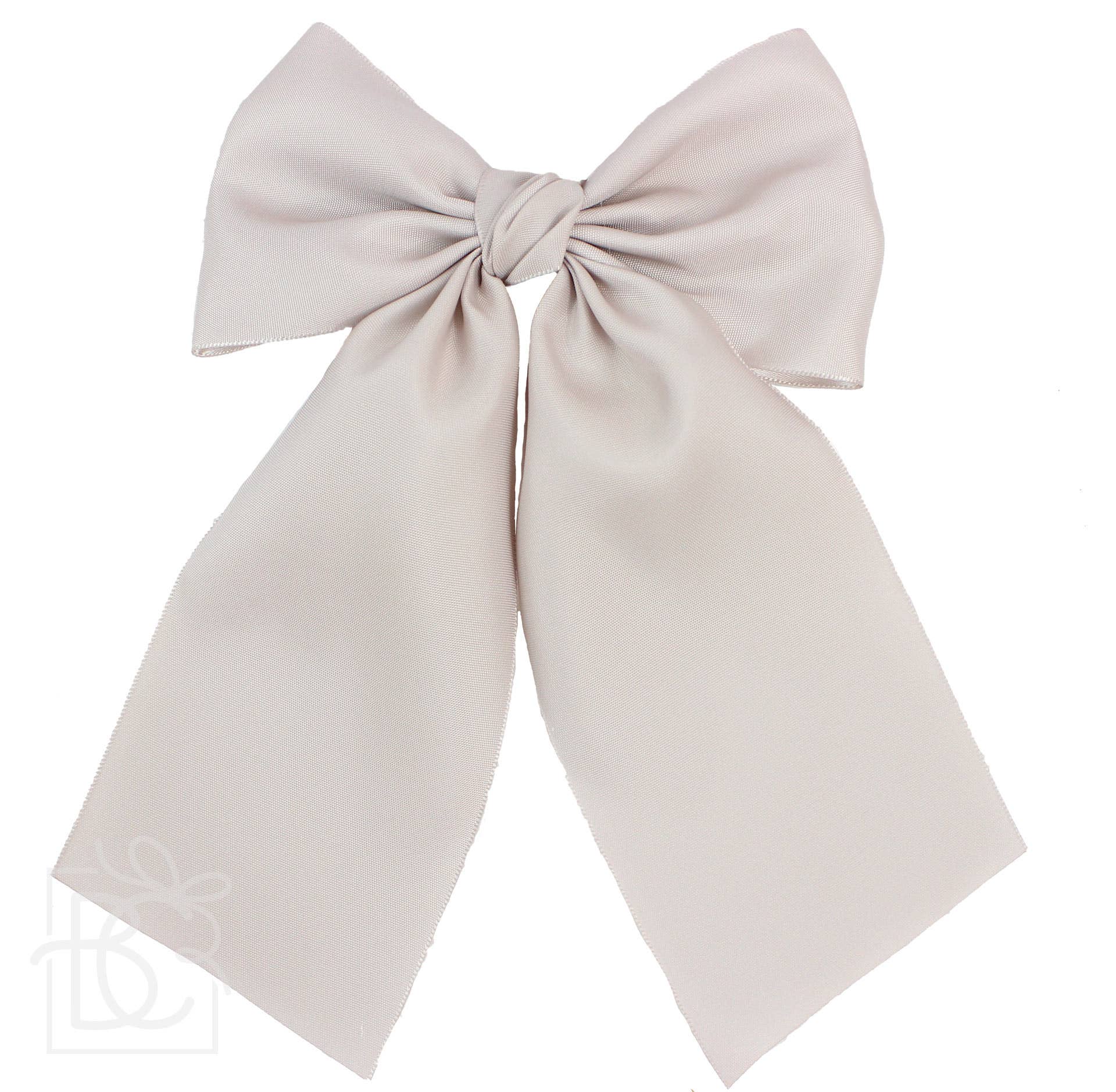 Beyond Creations Opaque Satin Bow With Euro Knot & Tails: Antique White / 4.5" Large - Image 19