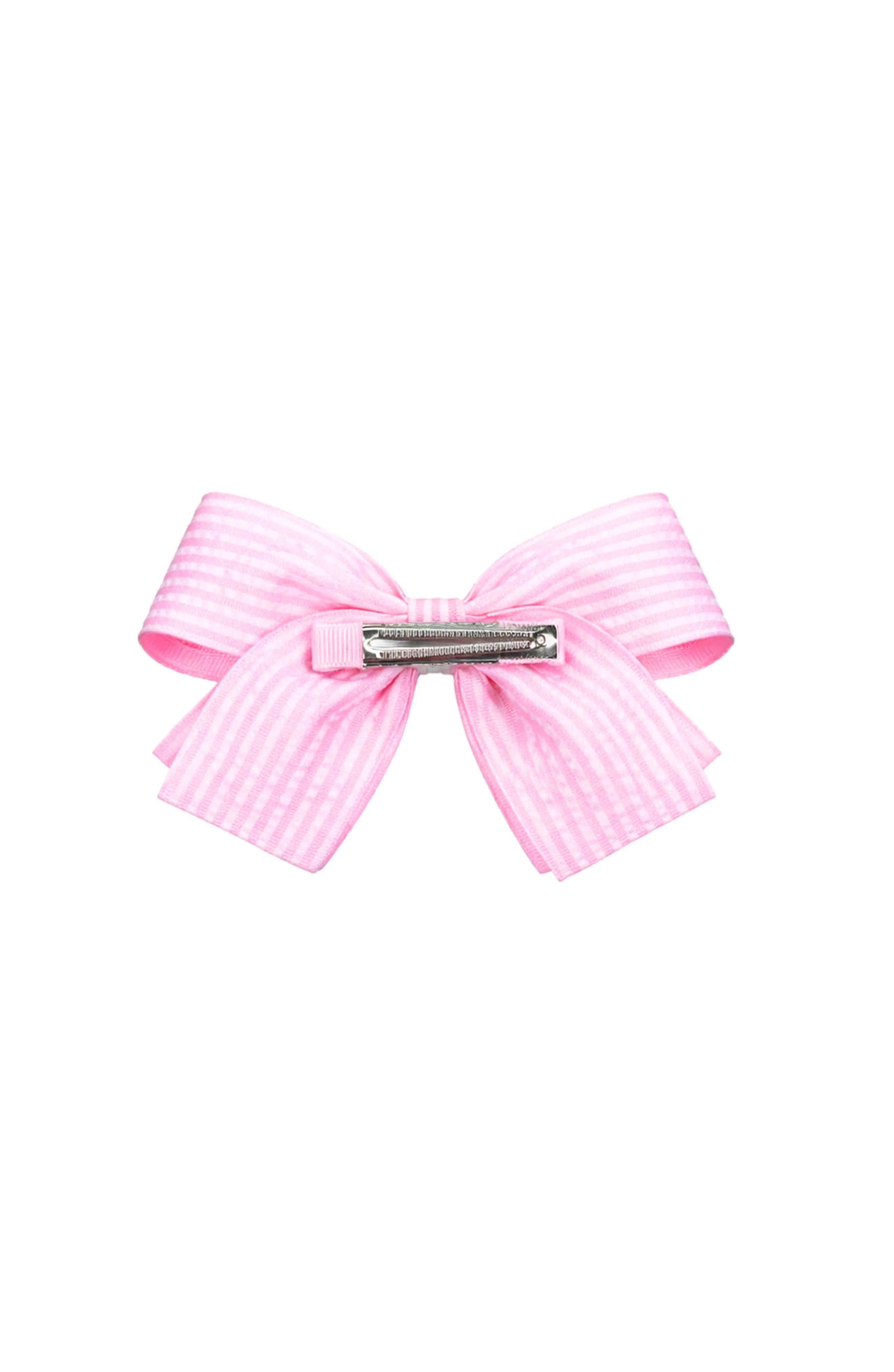 Bits & Bows Golf Ball Seersucker Hair Bow- Pink - Image 3