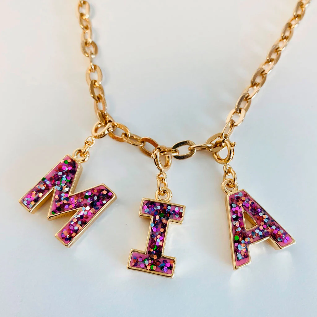CHARM IT! Gold Pink Glitter Letter G Charm - Image 4
