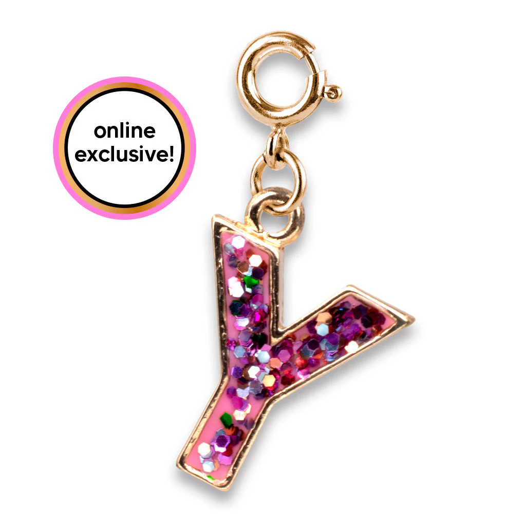 CHARM IT! Gold Pink Glitter Letter Y Charm - Image 5