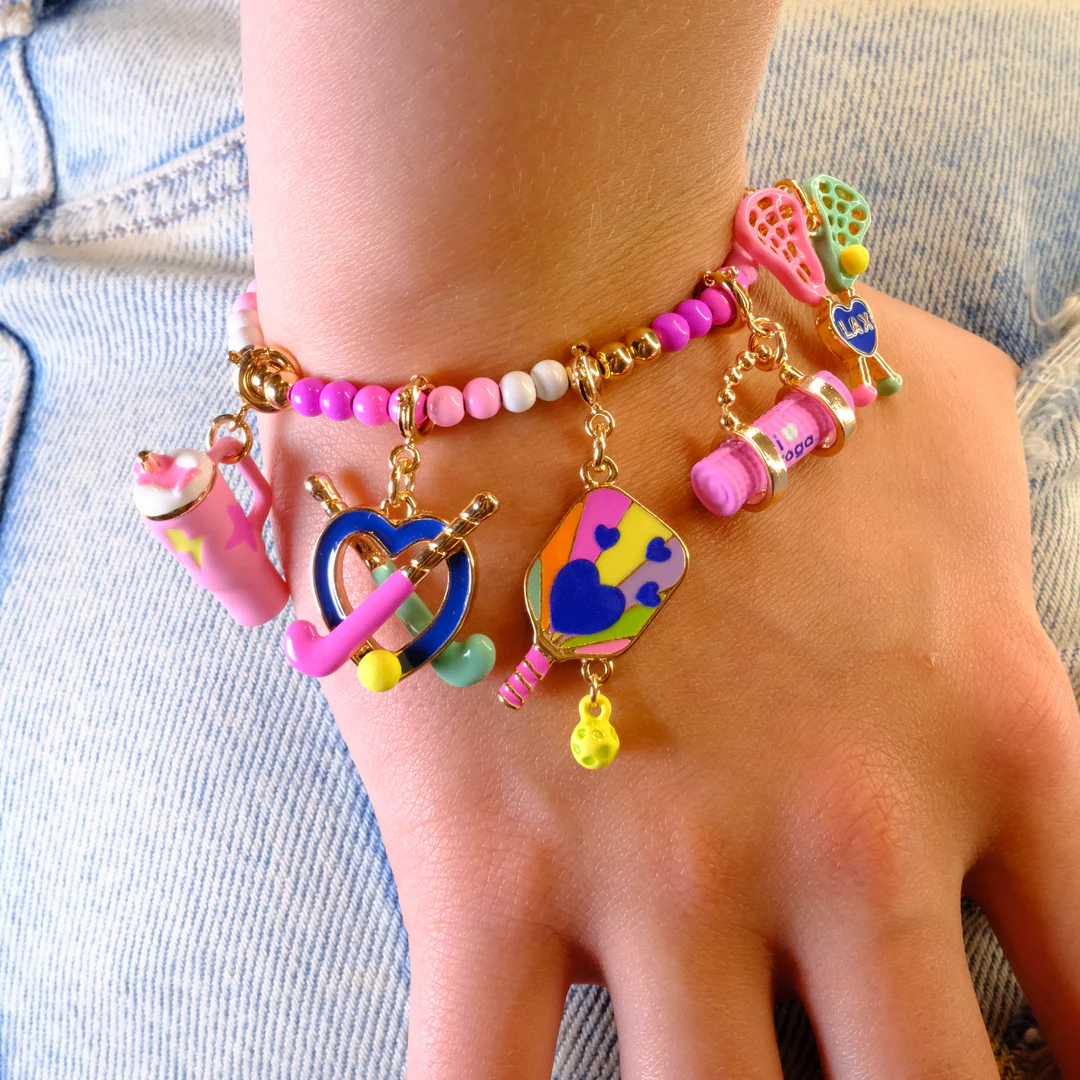 CHARM IT® Gold Pink Stretch Bead Bracelet - Image 2