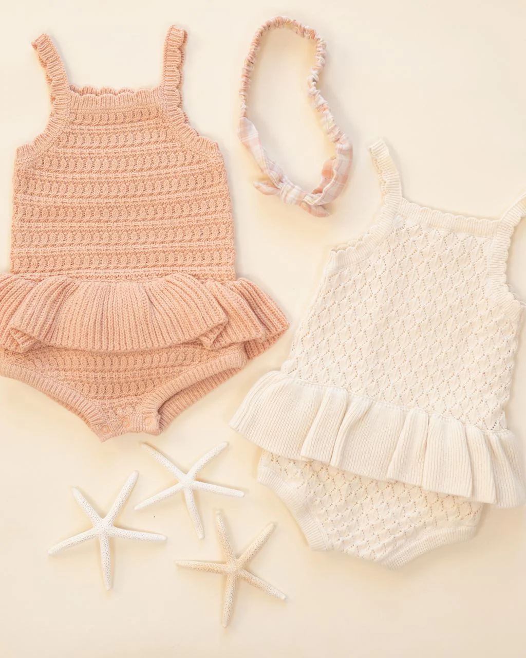 RYLEE + CRU CROCHET RUFFLE ROMPER MELON - Image 3