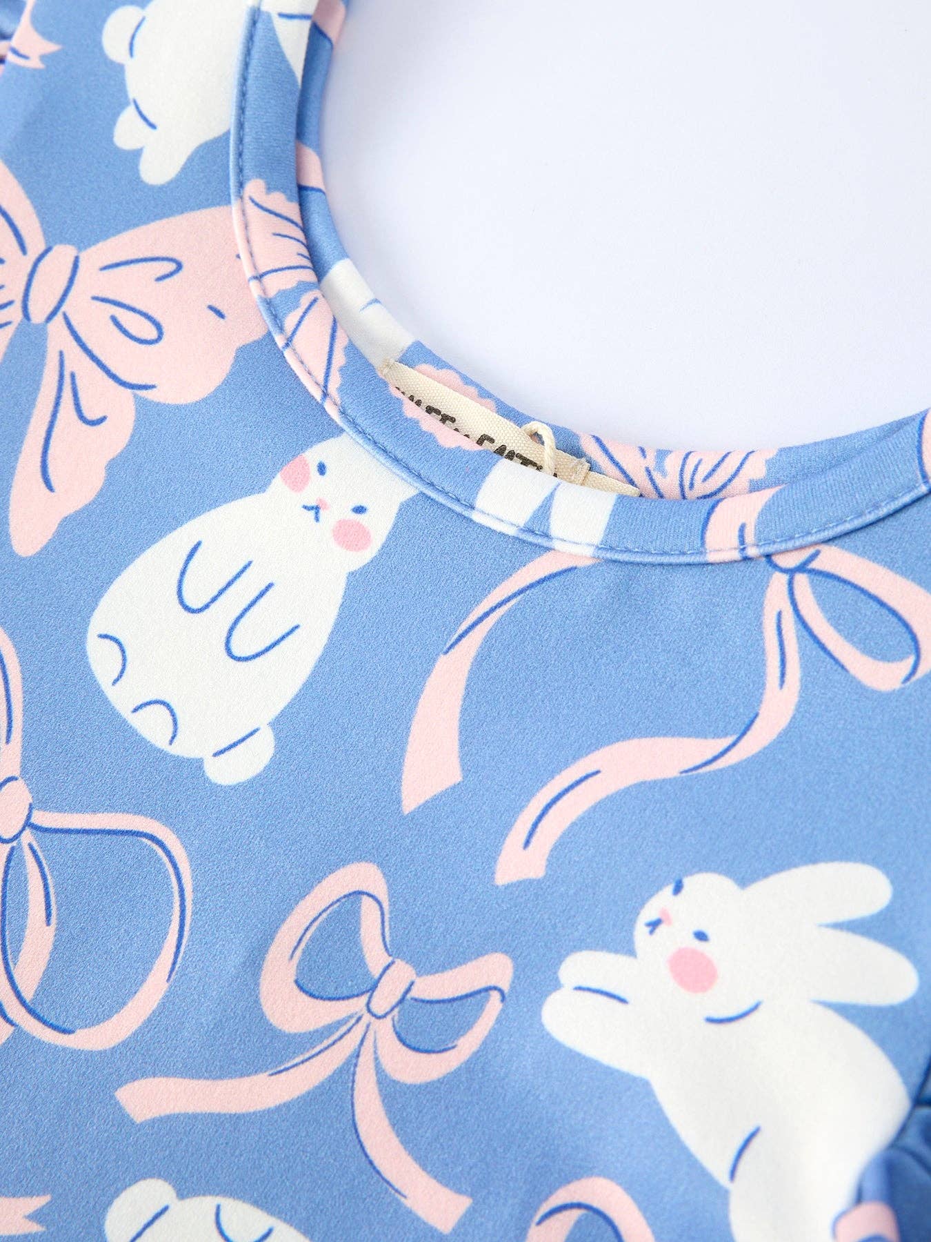 Easter Bunny Bow Pastel Girls Ruffle Twirl Dress - Image 3