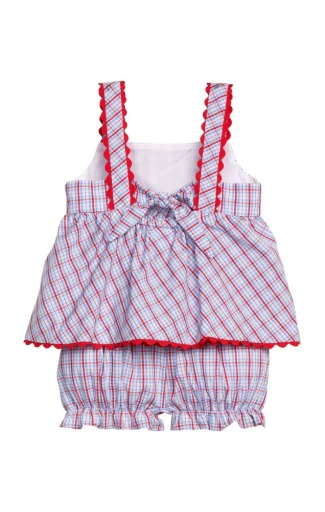 Little English Evie Bloomer Set - Patriotic Plaid - Image 2