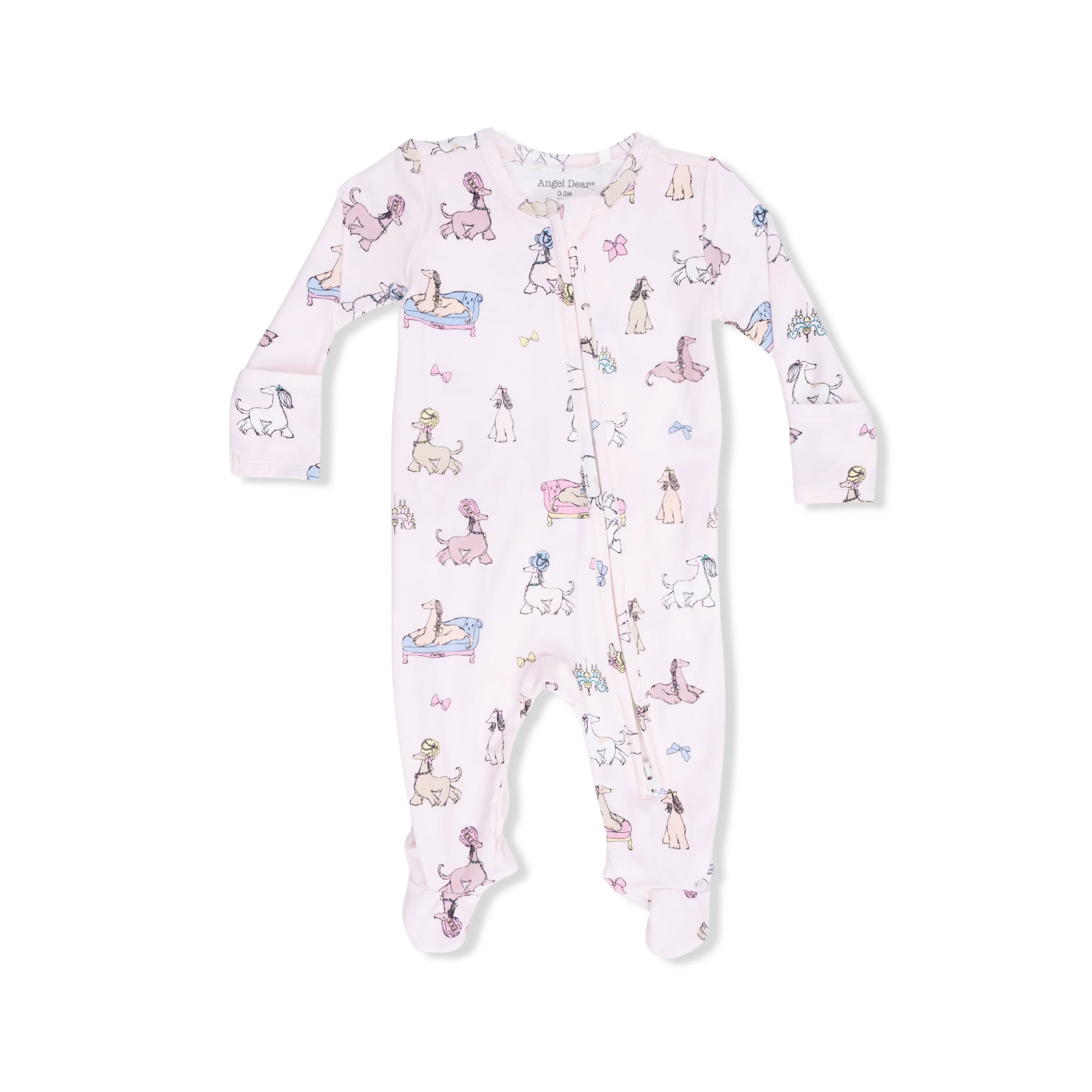 Fancy Hounds with Bows - 2 Way Ruffle Back Zipper Footie - Image 2