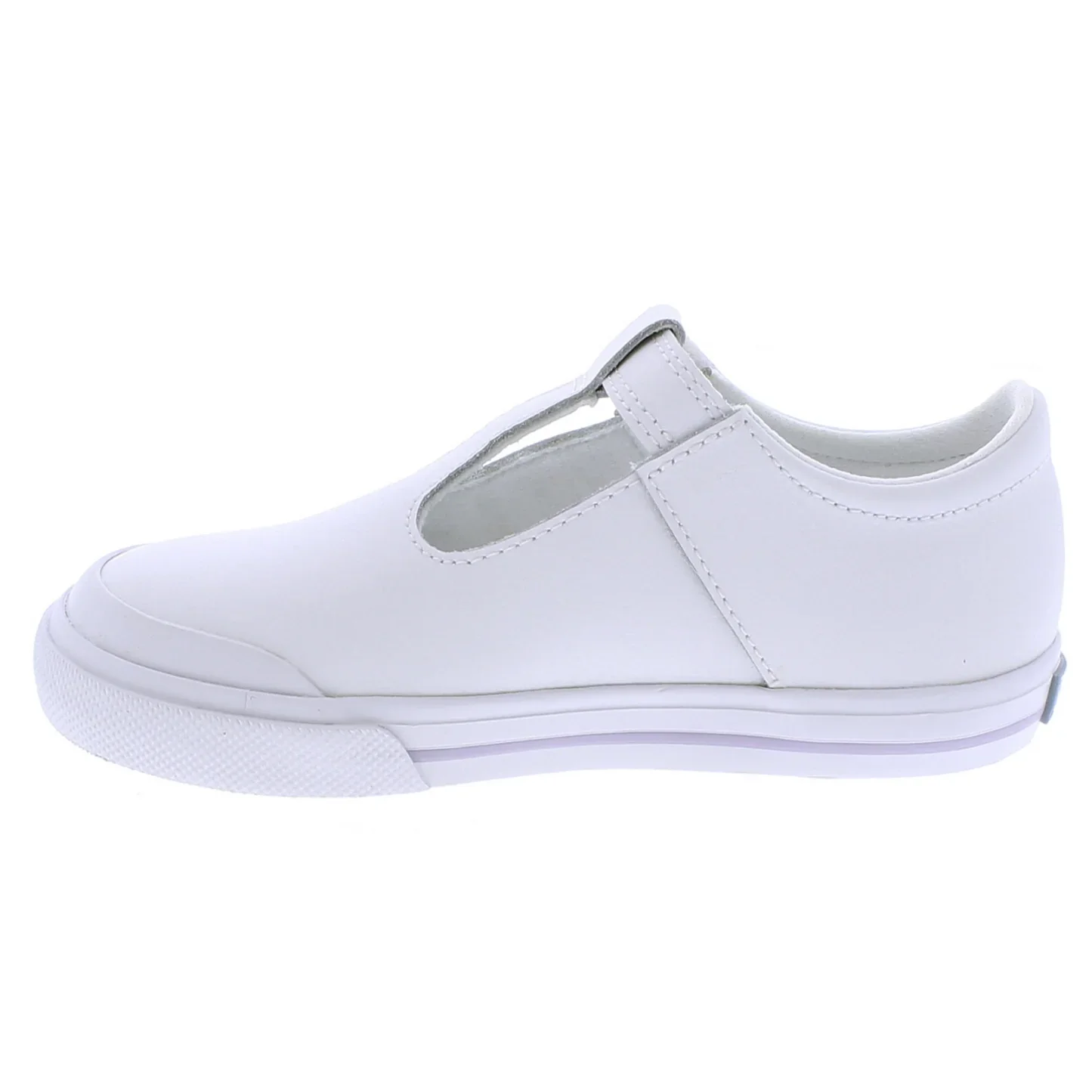 Footmates Drew T-Strap Leather Sneaker- White Leather - Image 5