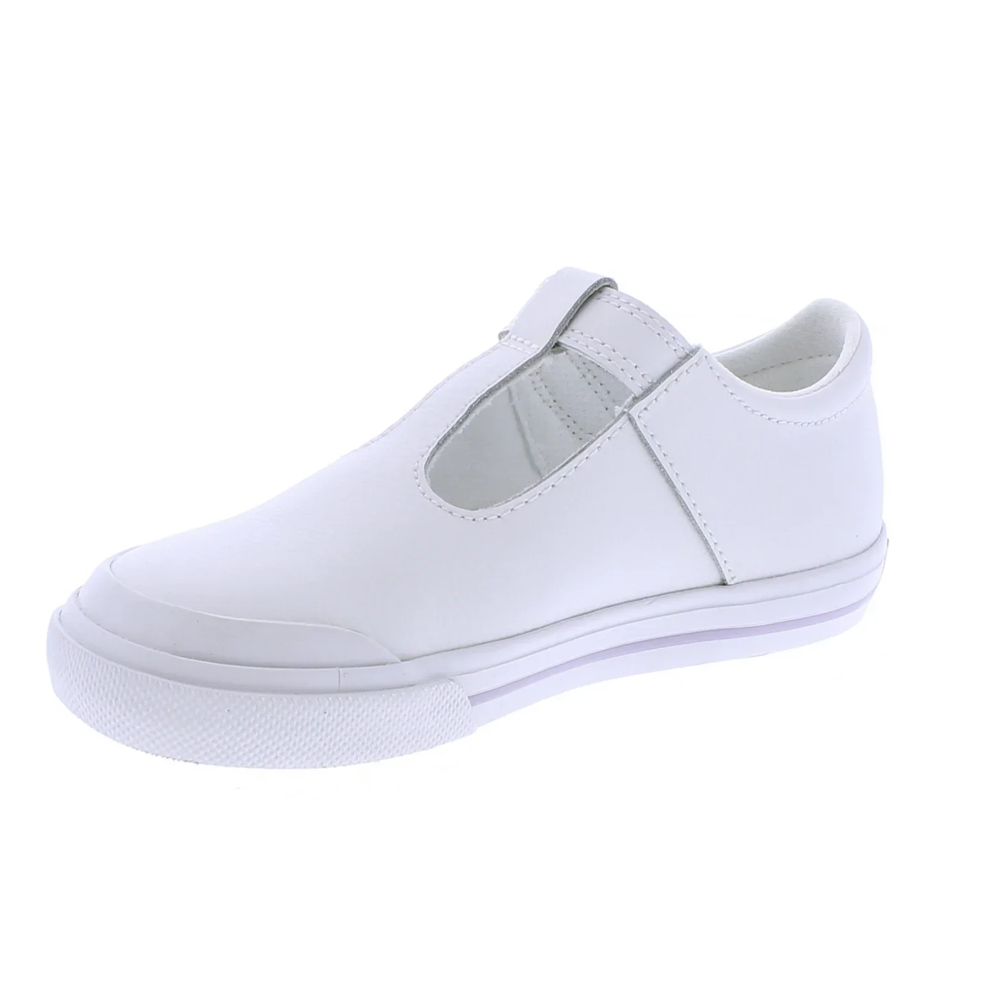 Footmates Drew T-Strap Leather Sneaker- White Leather - Image 6