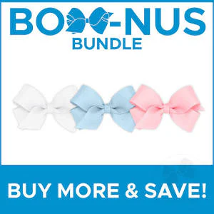 GIFT PACK! Three Tiny Grosgrain Hair Bows and One Add-A-Bow Band - Image 3