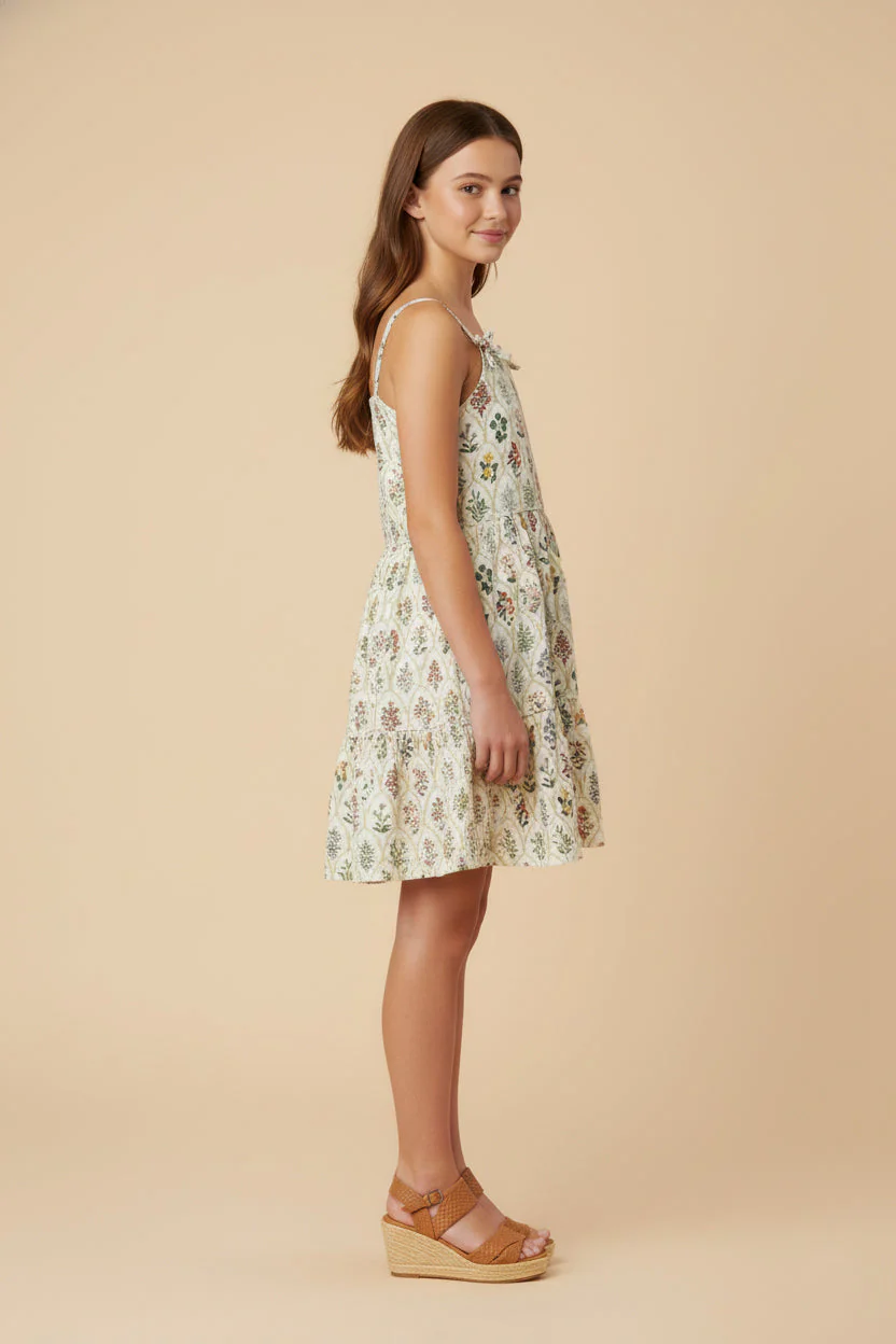 Girls Wallpaper Block Print Bow Detail Poplin Dress - Image 3