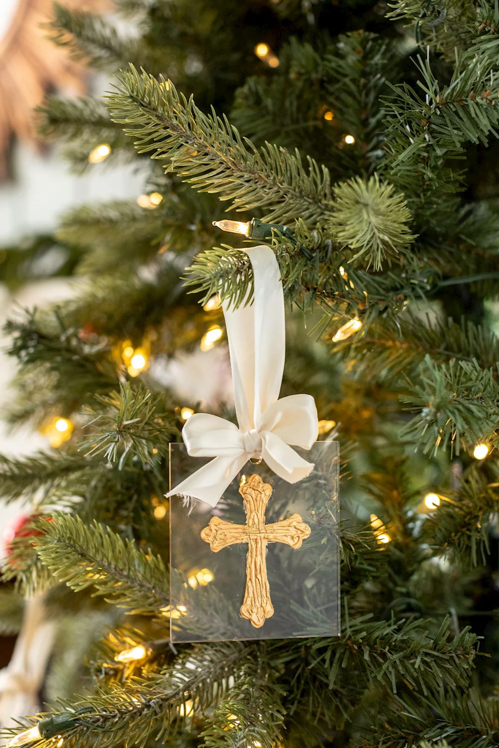Gold Acrylic Cross Ornament - Image 4