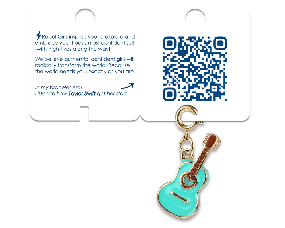 Gold Rebel Girls Guitar Charm - Image 4