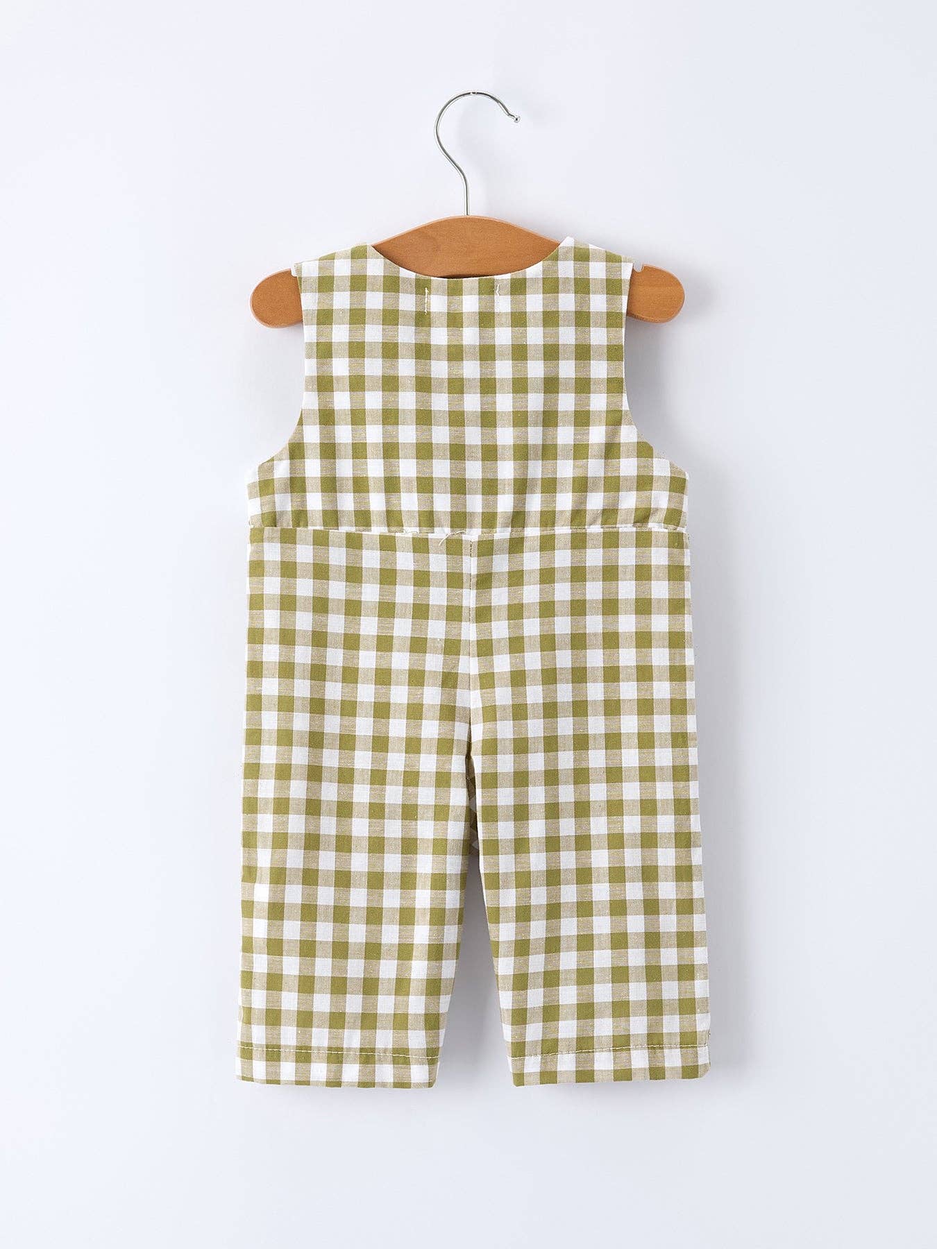 Green Plaid Fish Embroidered Smocked Jon Jon - Image 2