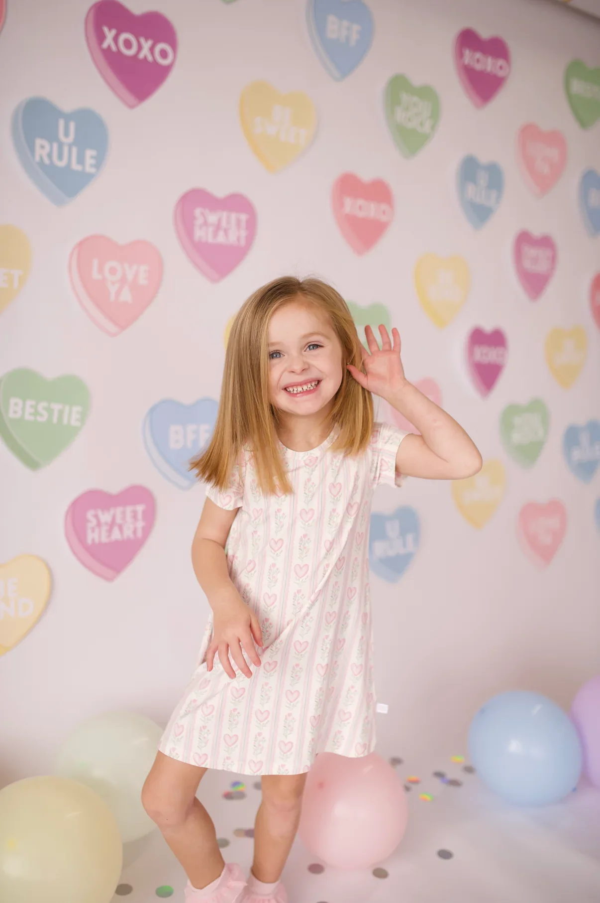 Hamner Hill Girls Floral Hearts Bamboo Dress - Image 3