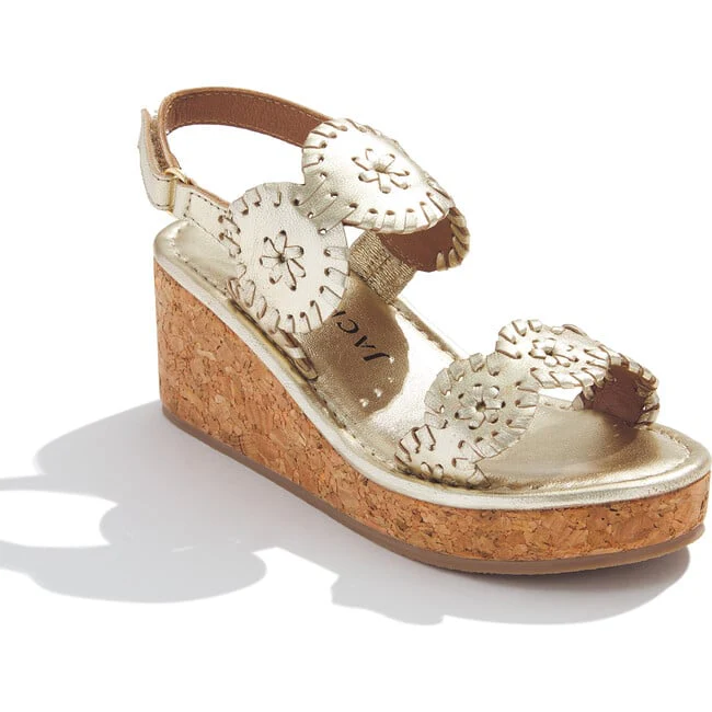 Jack RogersGirls Lauren High Wedge, Platinum - Image 3
