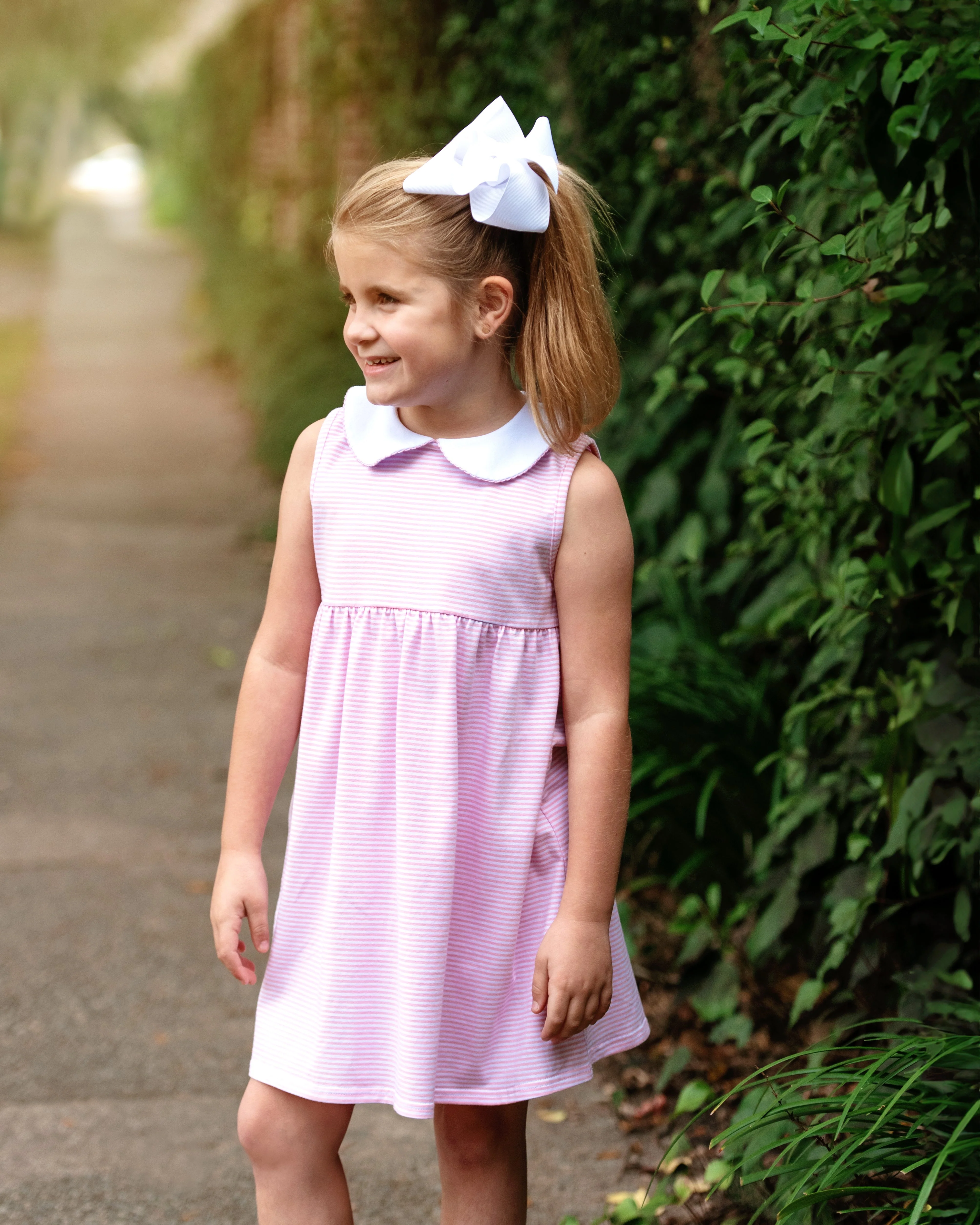 Jellybean Charlotte Sleeveless Dress- Light Pink Stripe - Image 2