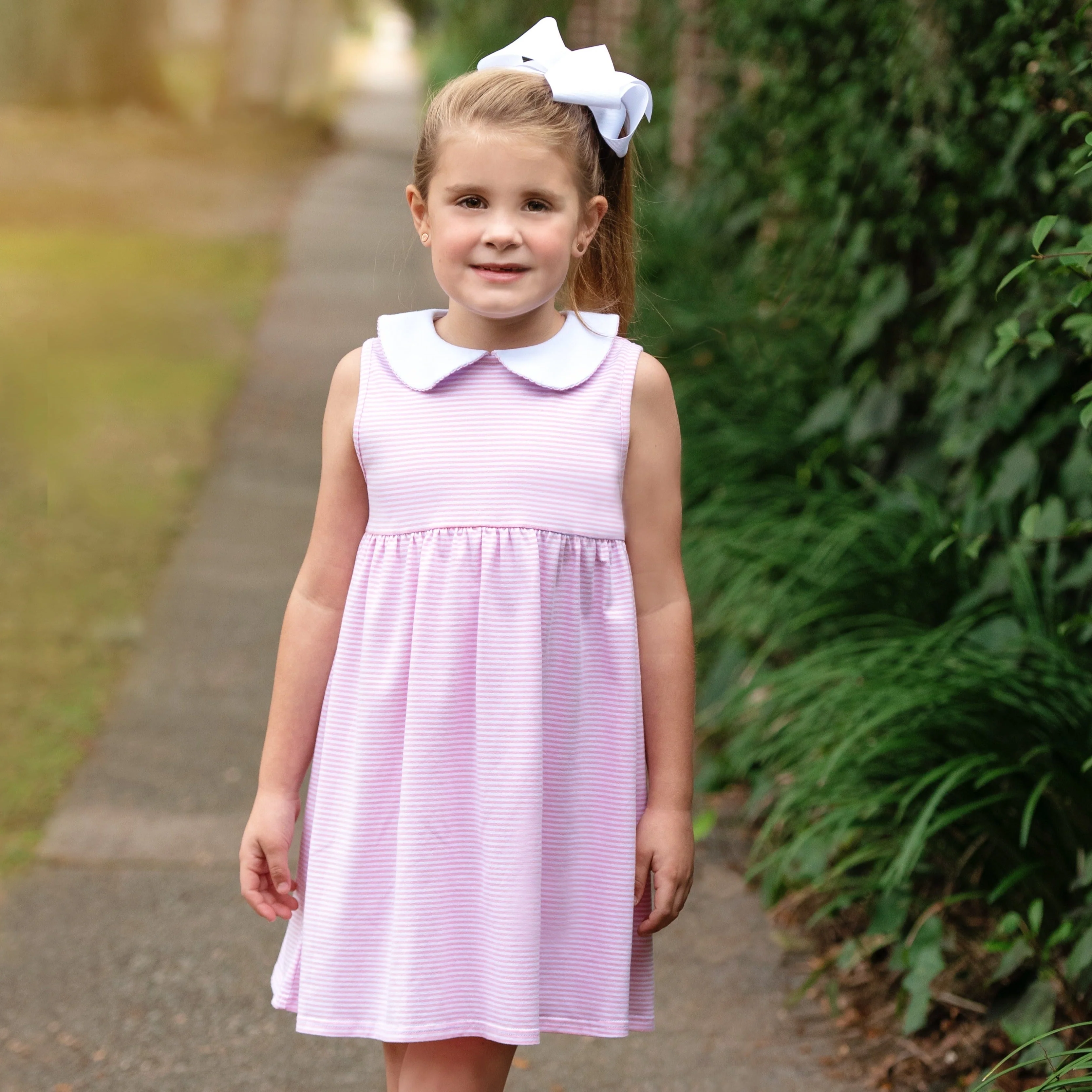 Jellybean Charlotte Sleeveless Dress- Light Pink Stripe - Image 3
