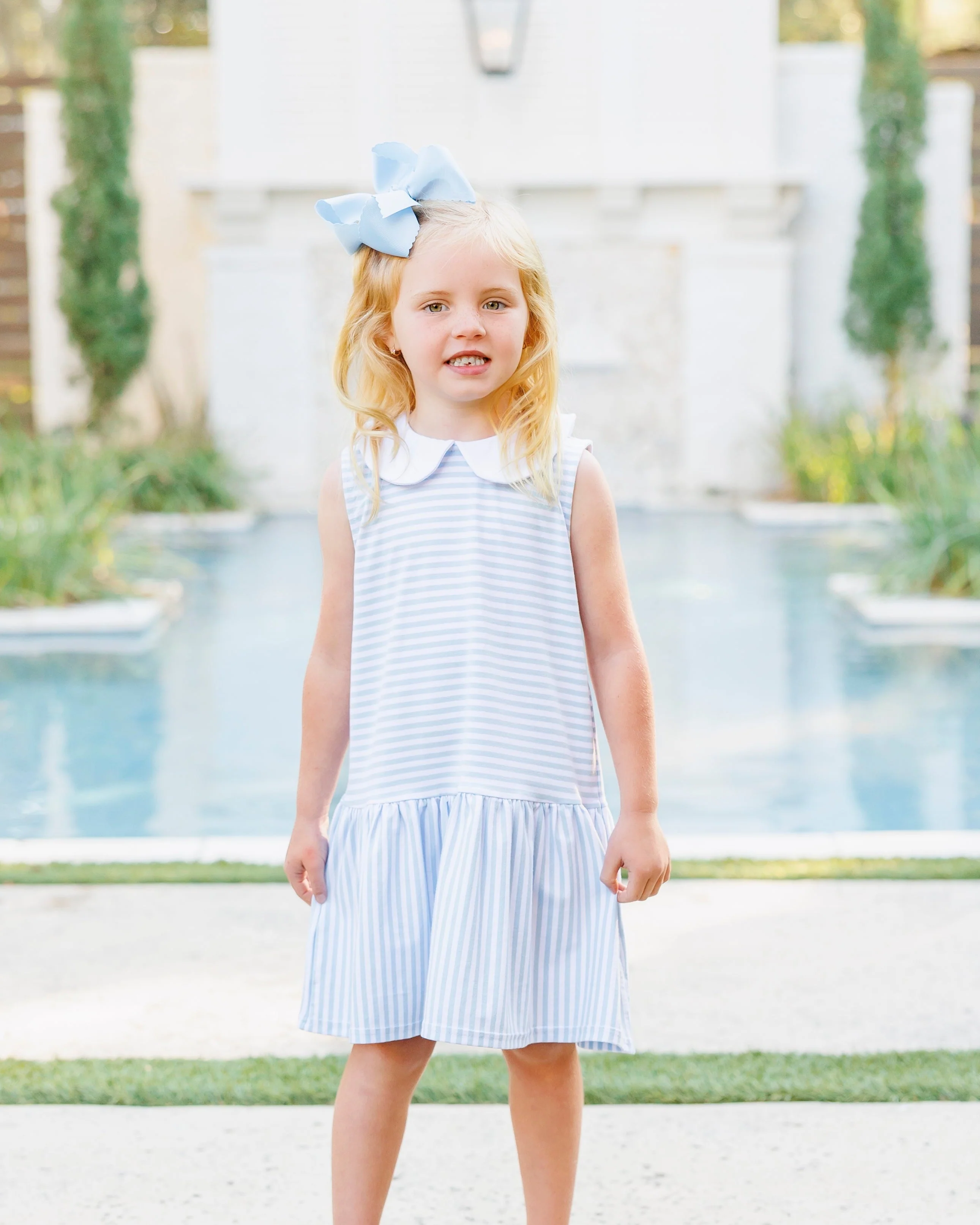 Jellybean Georgia Dress- Light Blue Medium Stripe - Image 2