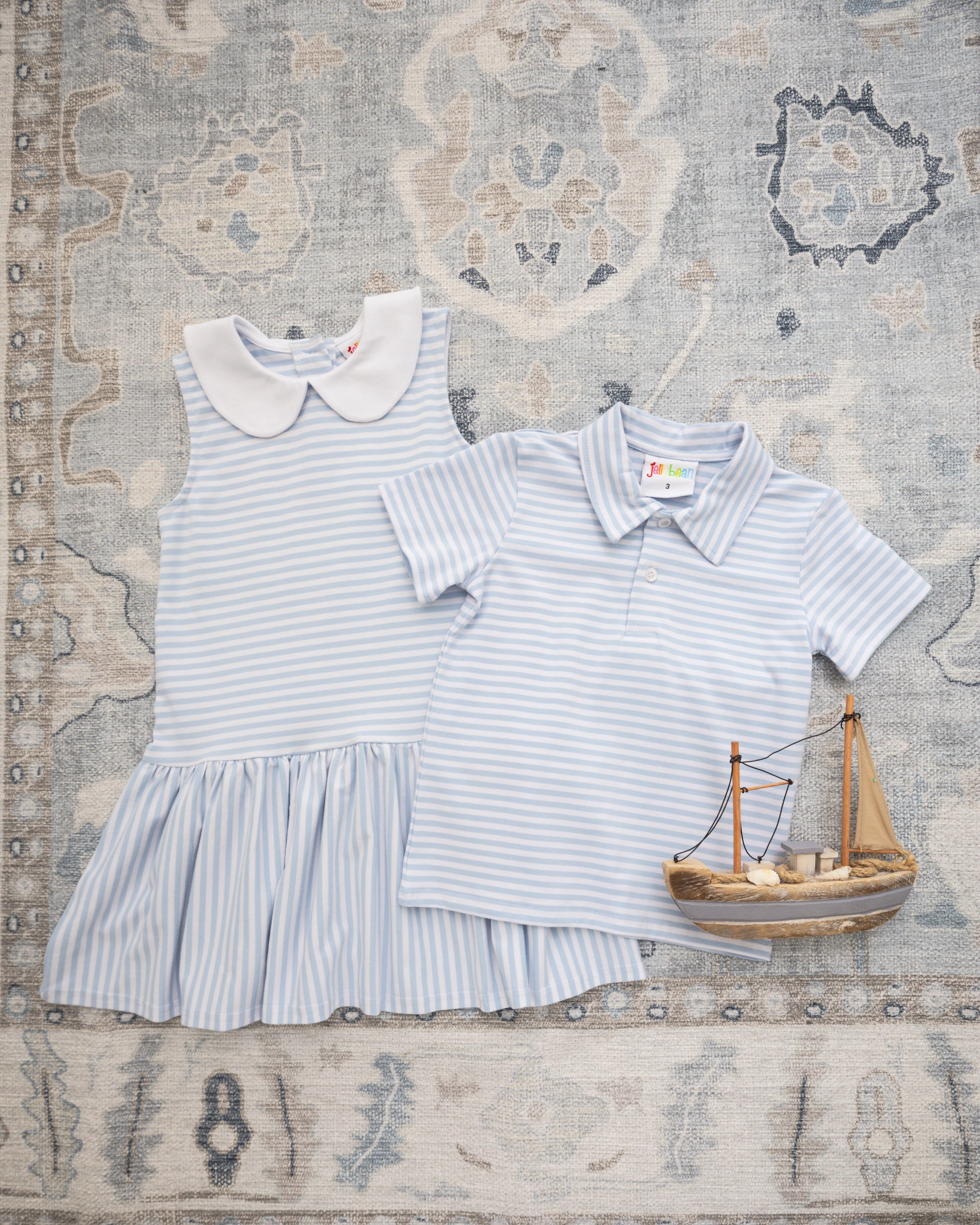 Jellybean Georgia Dress- Light Blue Medium Stripe - Image 4