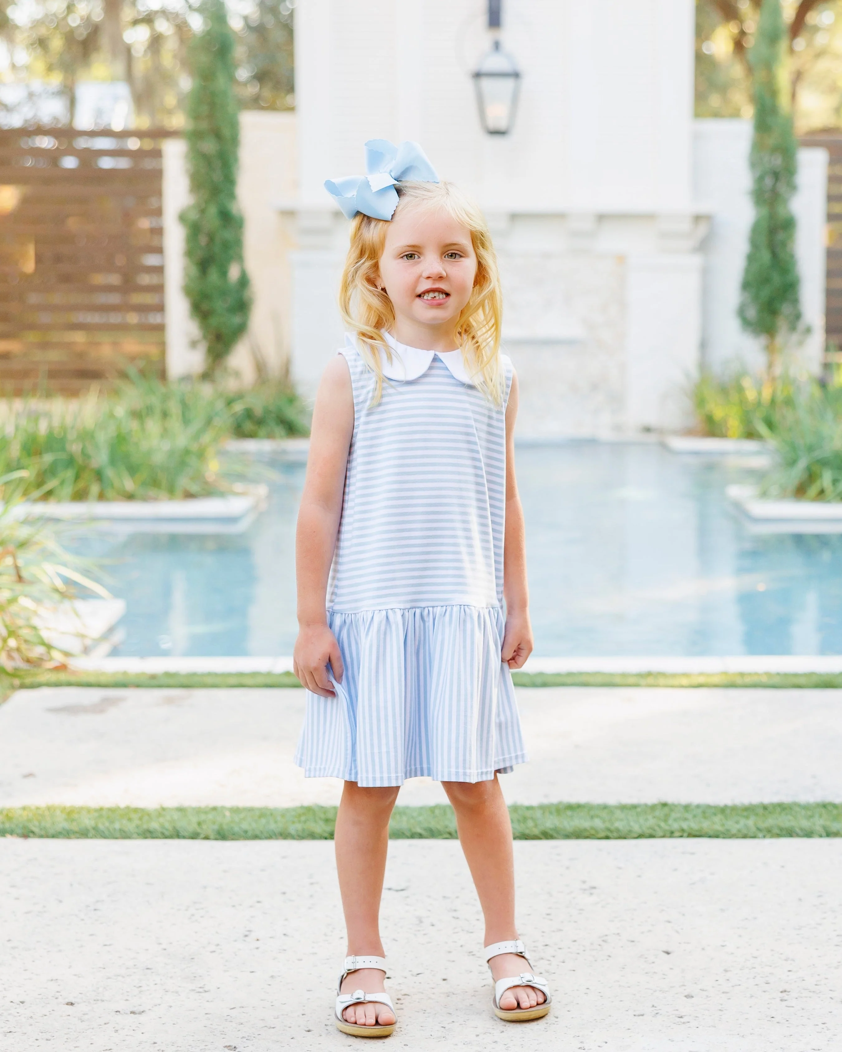 Jellybean Georgia Dress- Light Blue Medium Stripe - Image 6