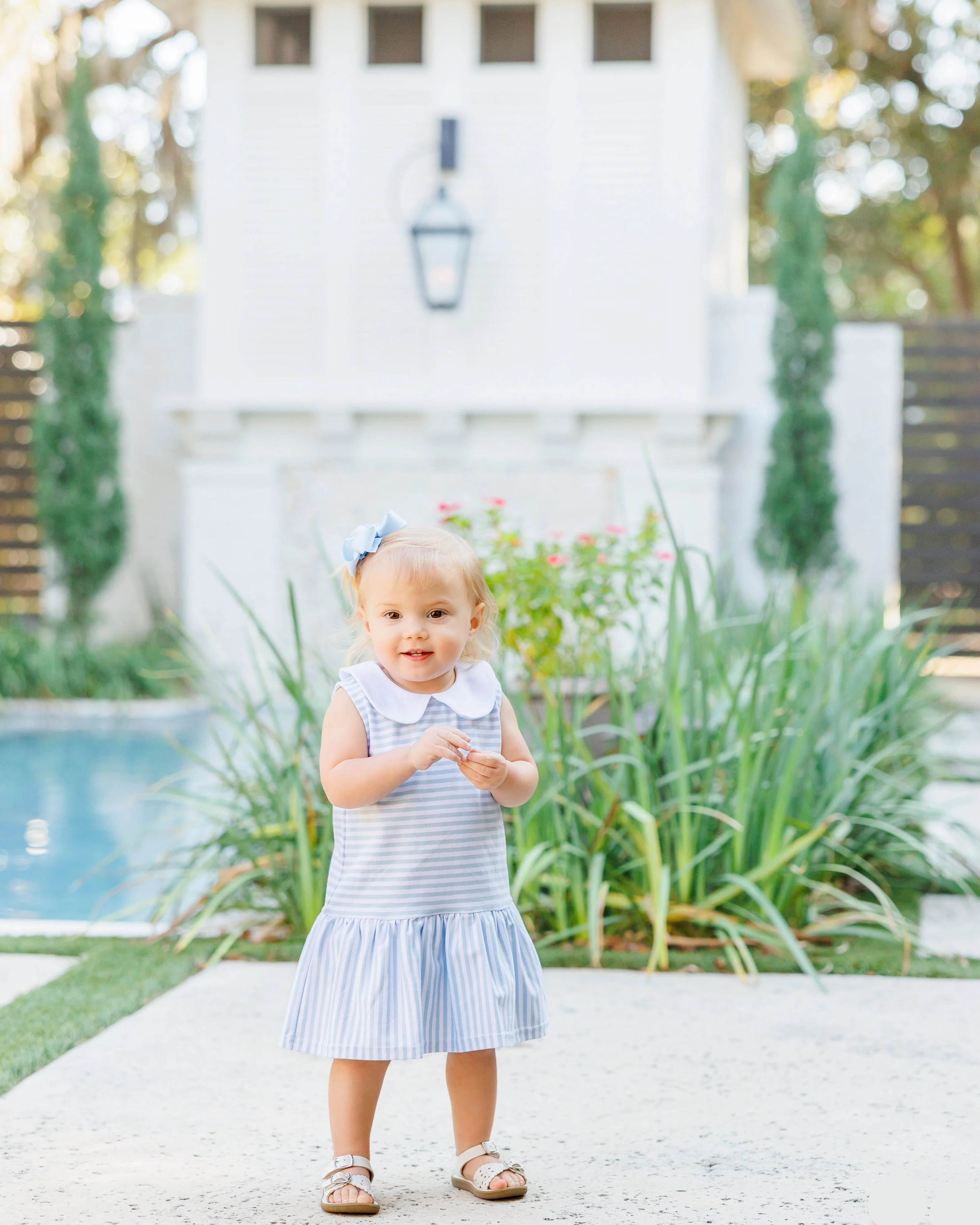 Jellybean Girl Georgia Skirted Bubble- Light Blue Medium Stripe - Image 2