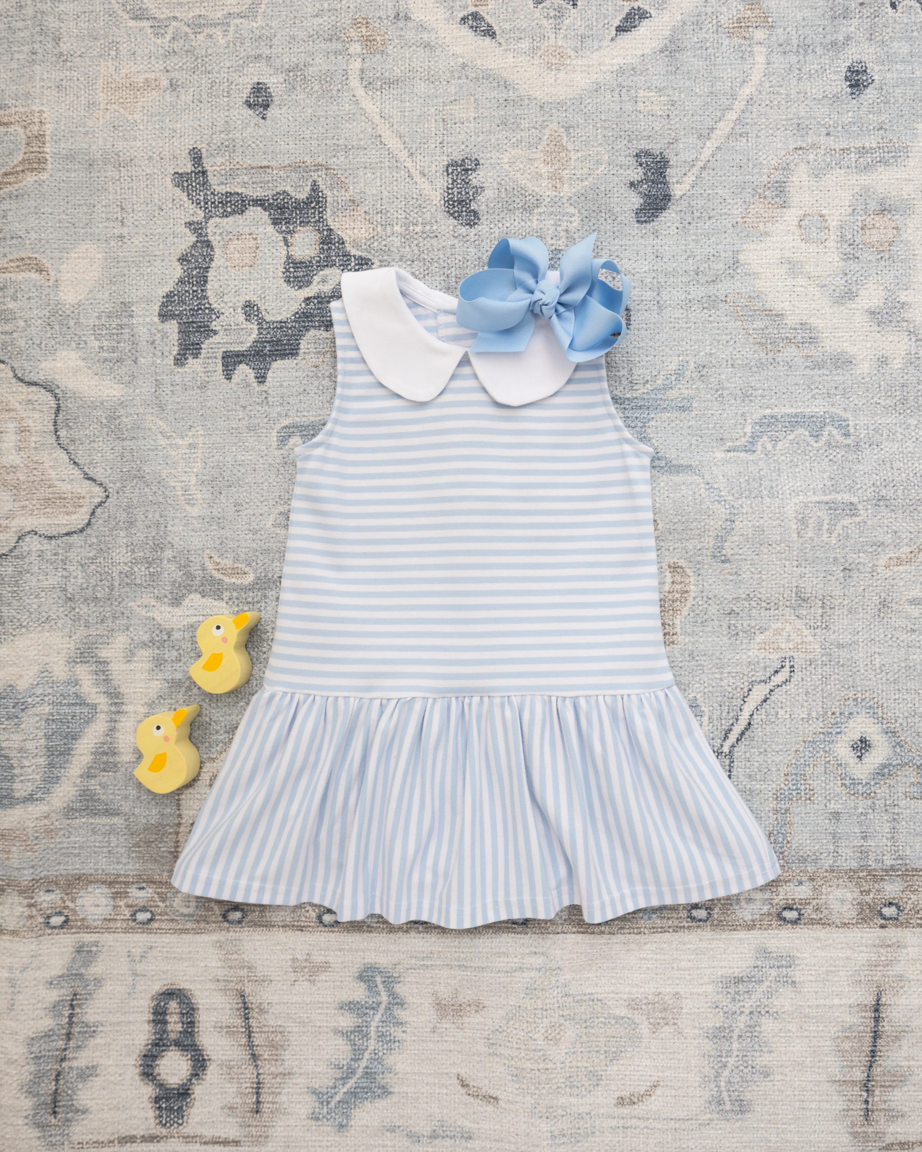 Jellybean Girl Georgia Skirted Bubble- Light Blue Medium Stripe - Image 3