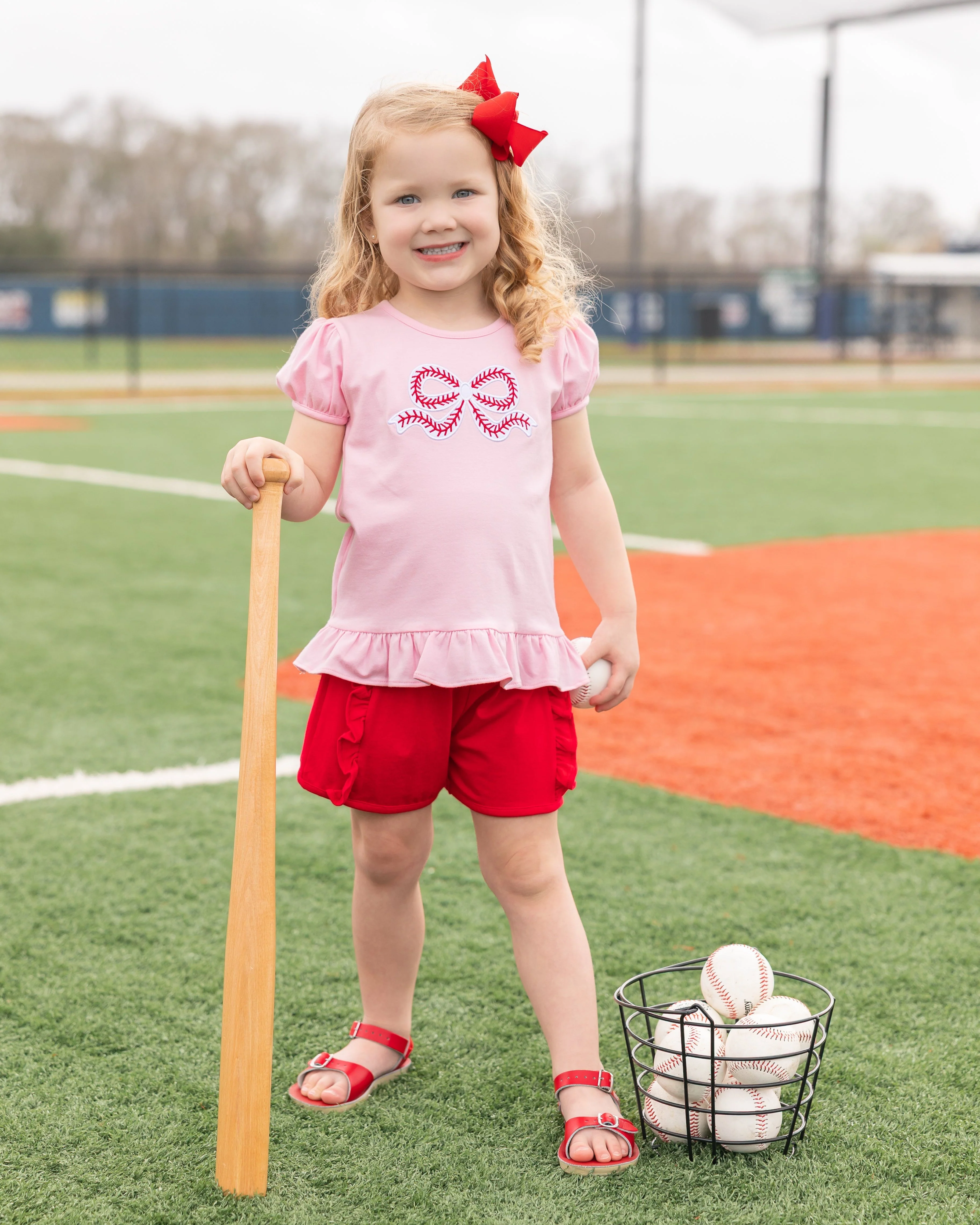 Jellybean Girls  Ball Park Bow Ruffle Shirt - Image 2
