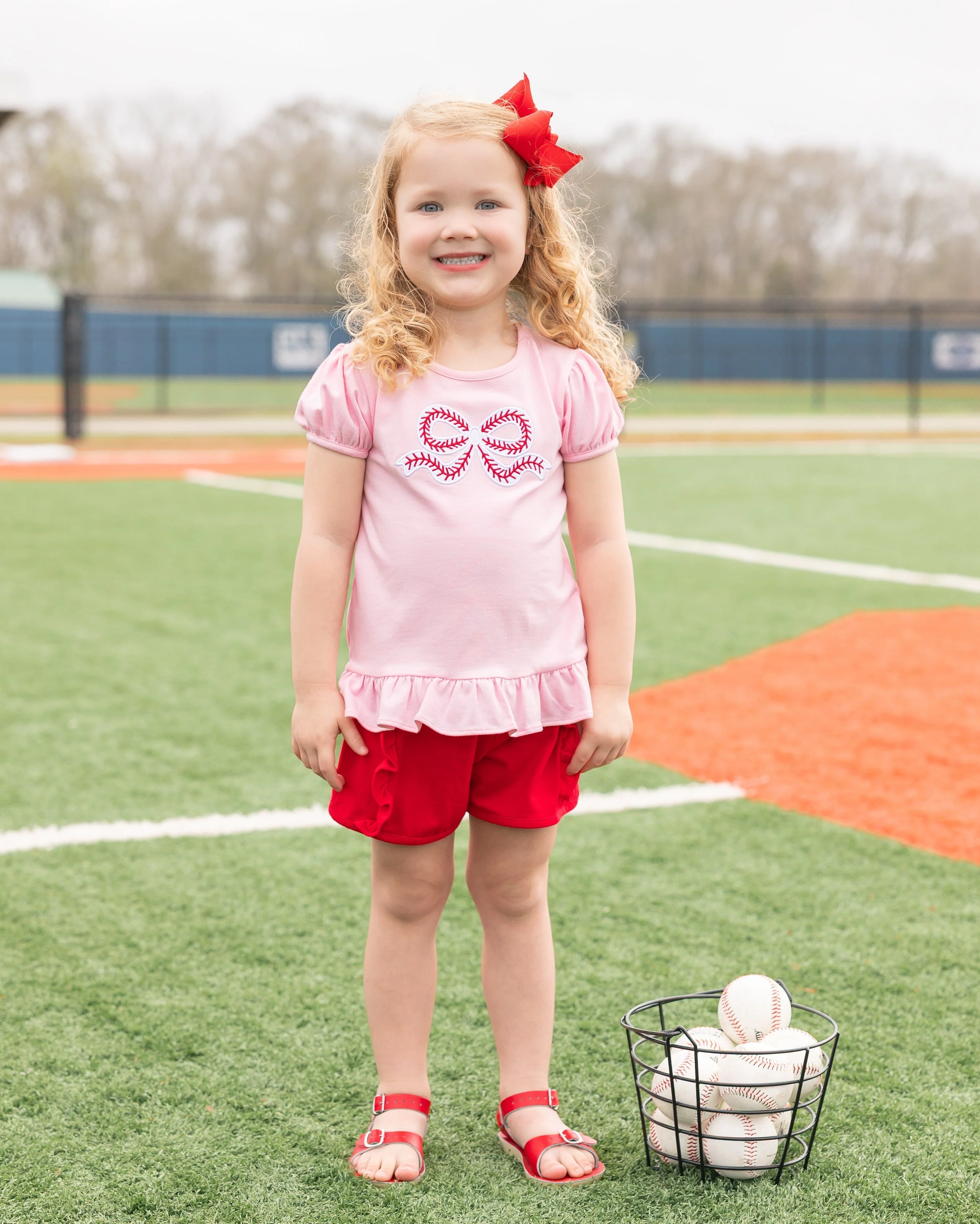 Jellybean Girls  Ball Park Bow Ruffle Shirt - Image 3