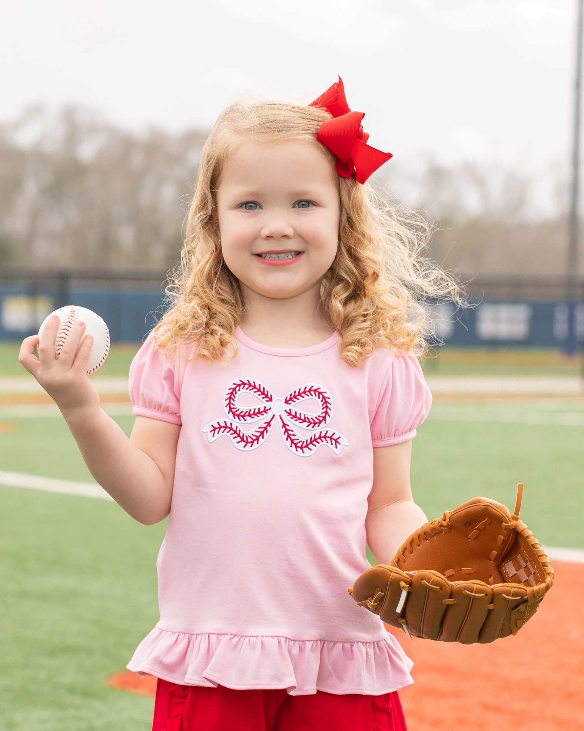 Jellybean Girls  Ball Park Bow Ruffle Shirt - Image 7